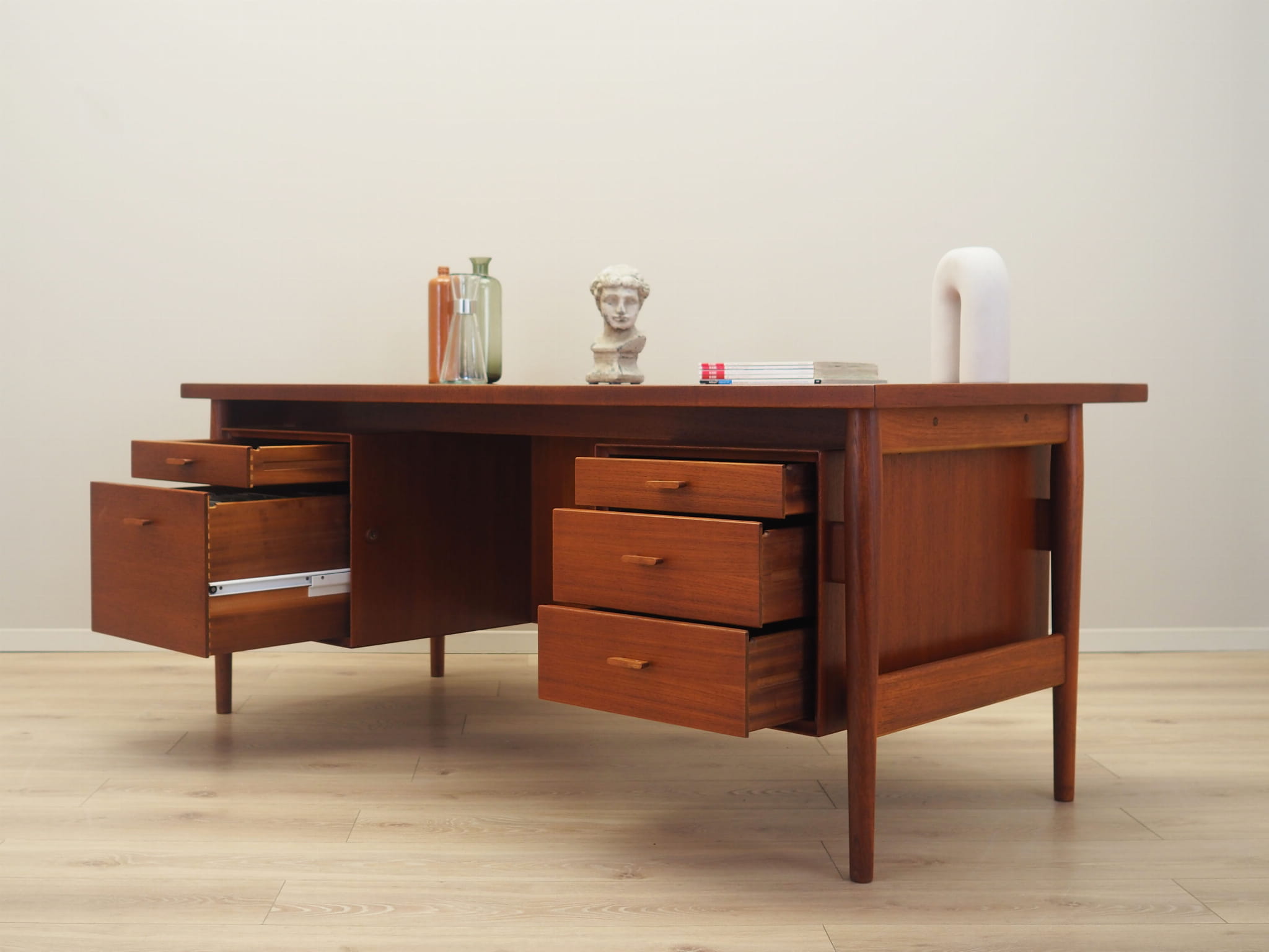 Desk Teak Wood Brown 1960s
