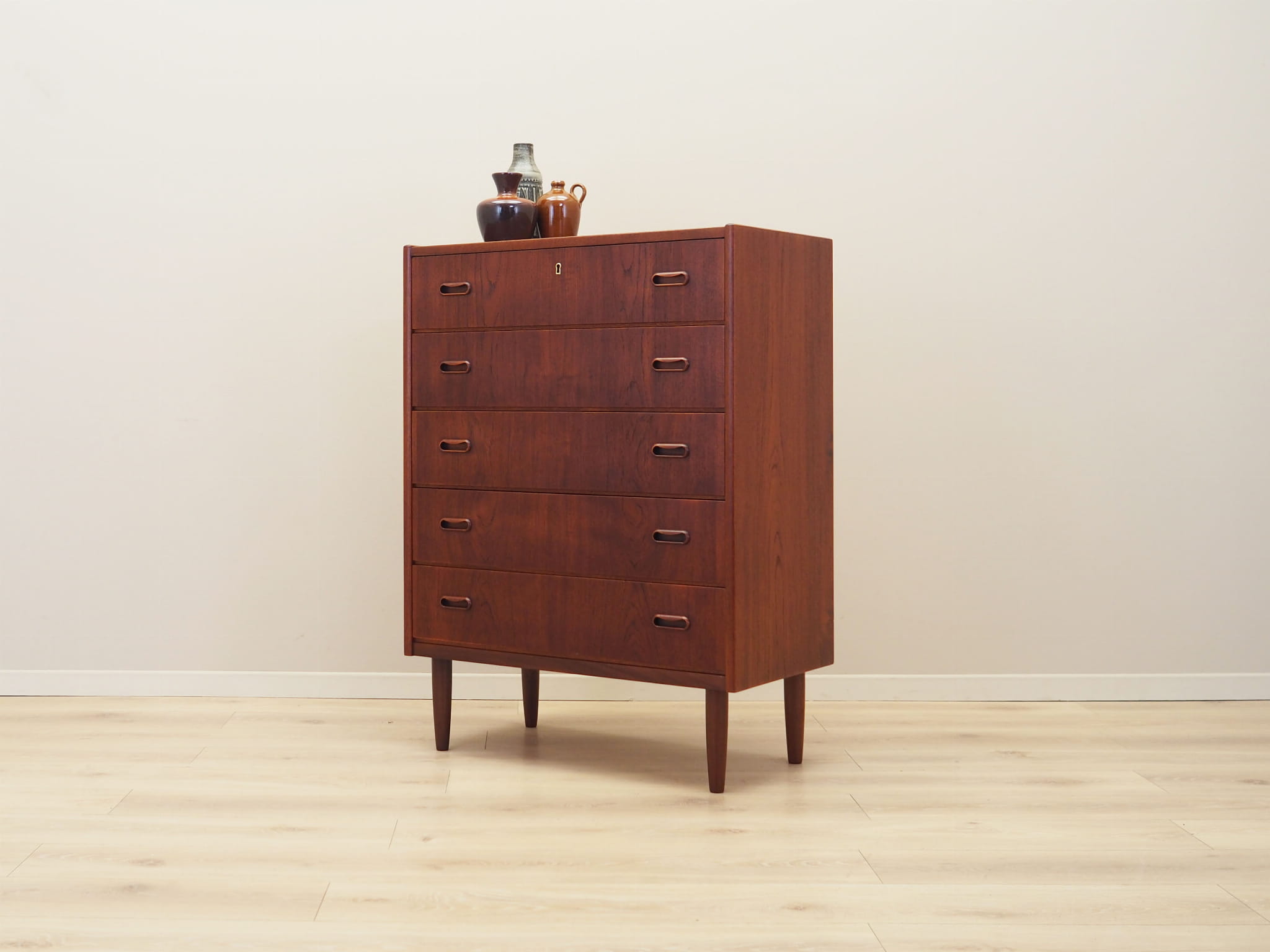 Vintage chest of drawers Teak wood Brown 1970s