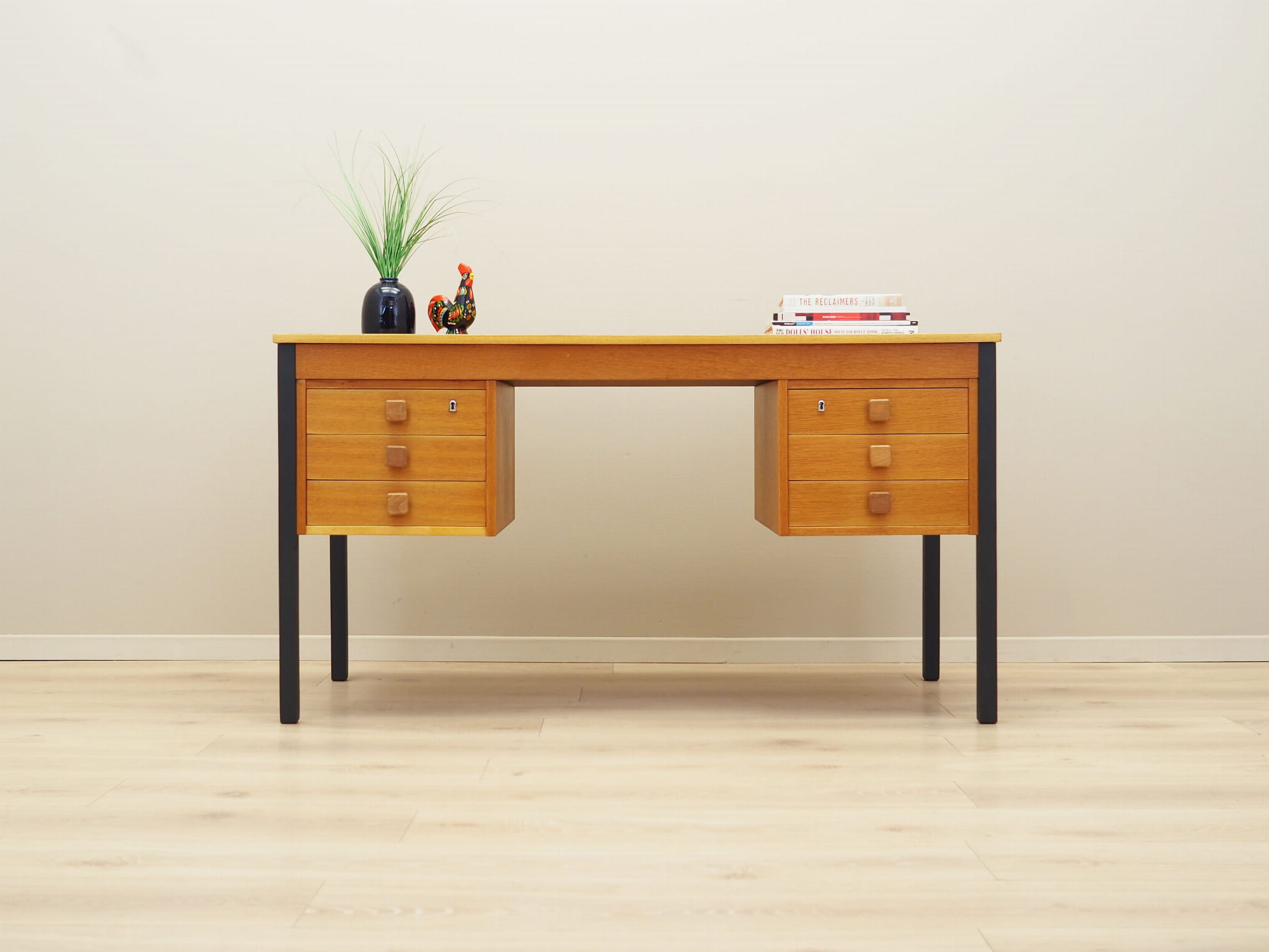 Vintage Desk Ash Wood Brown 1970s