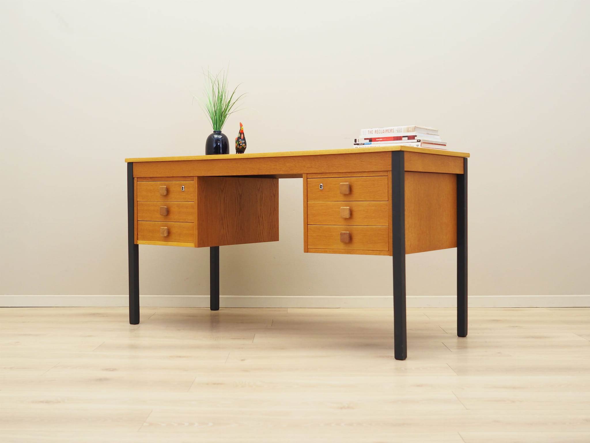 Vintage Desk Ash Wood Brown 1970s