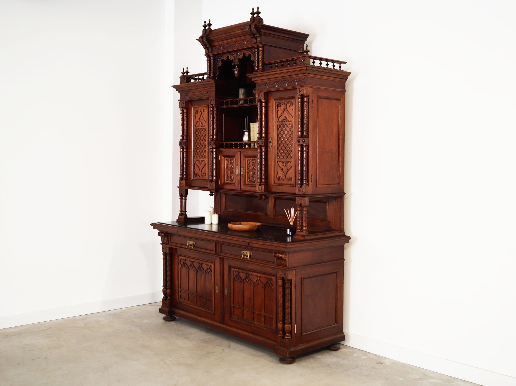 Vintage cabinet oak wood brown