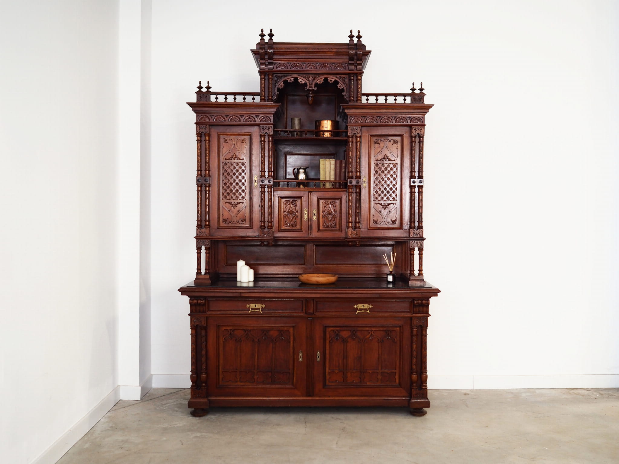 Vintage cabinet oak wood brown