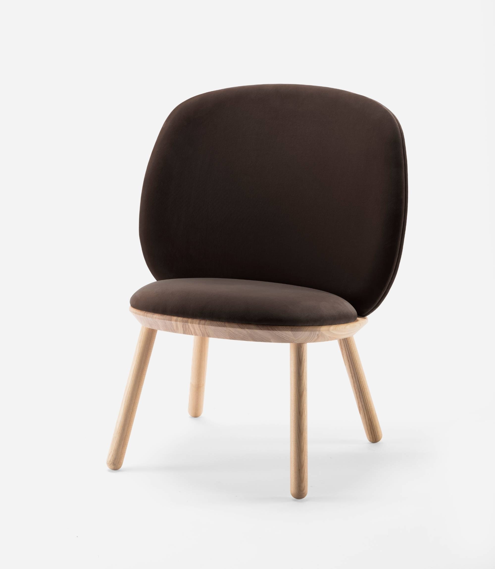 Naïve Lounge Chair Ash Wood Velvet Brown