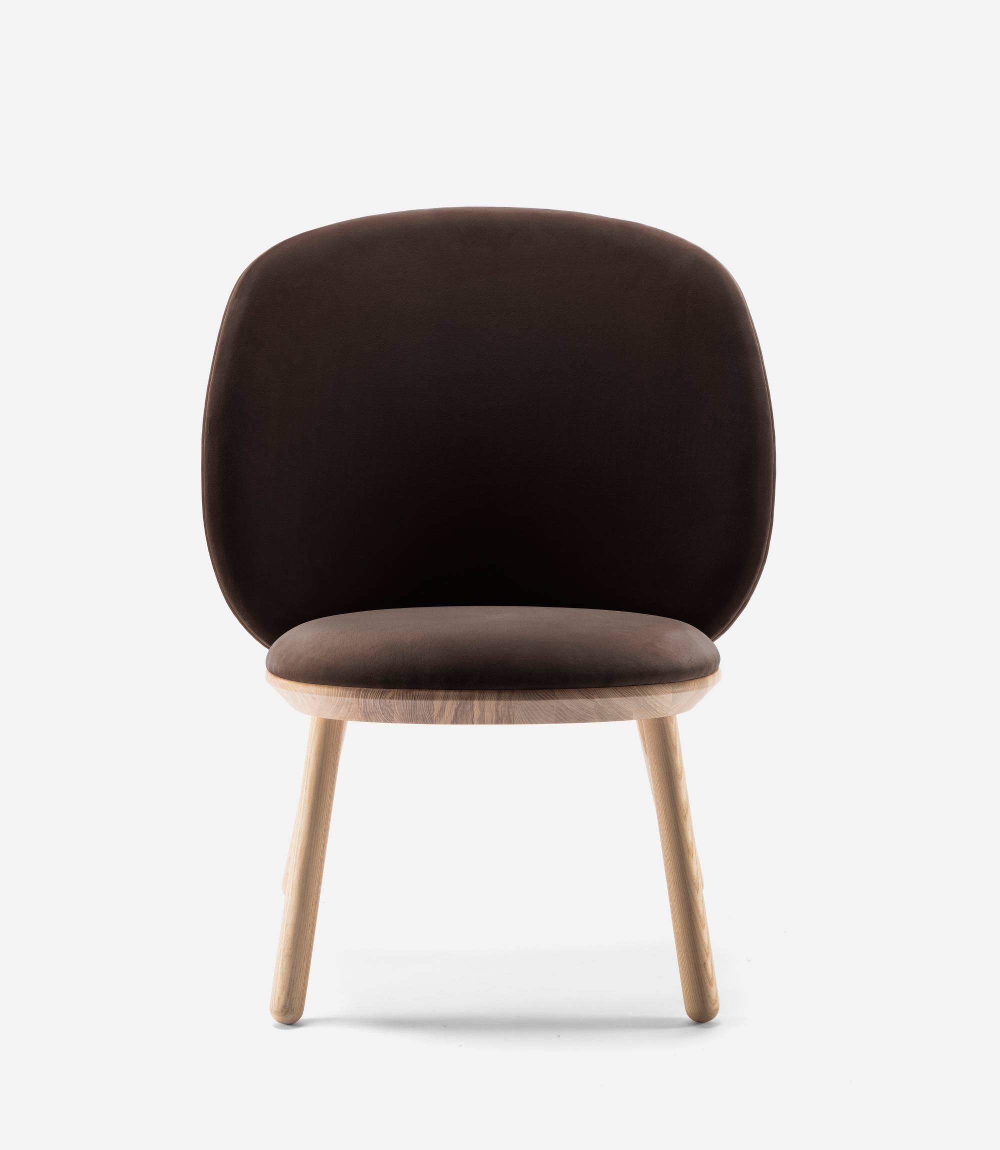 Naïve Lounge Chair Ash Wood Velvet Brown