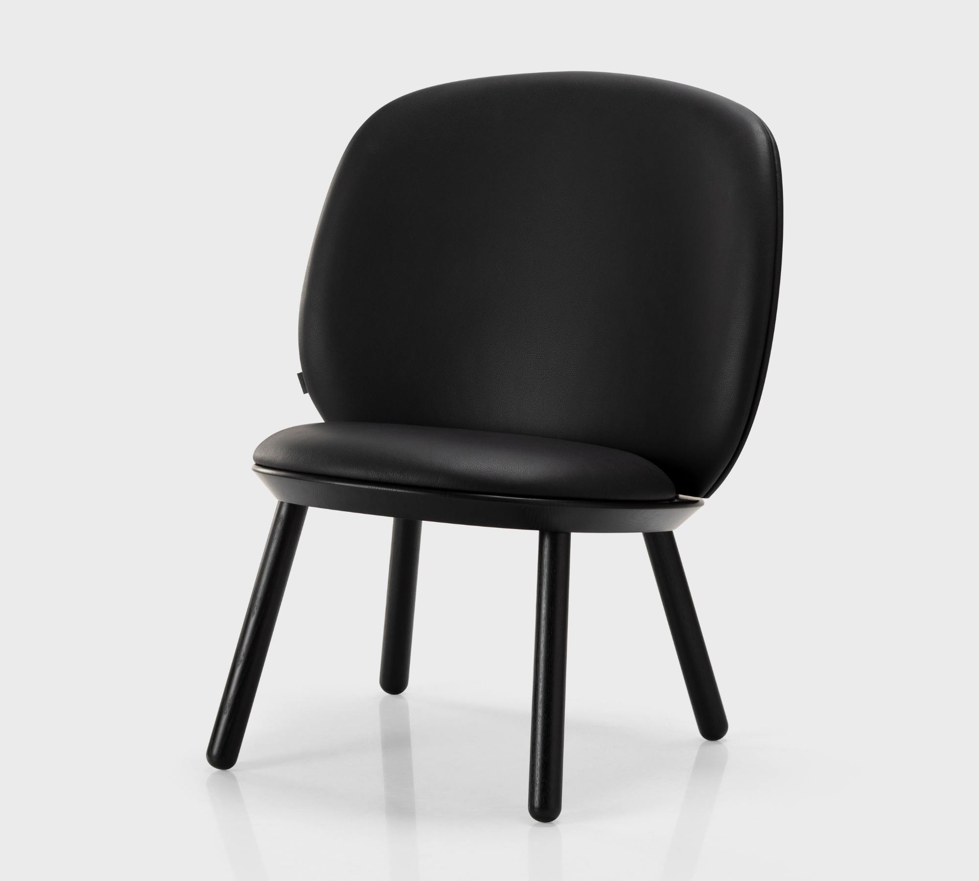 Naïve Loungestuhl Eschenholz Leder Schwarz