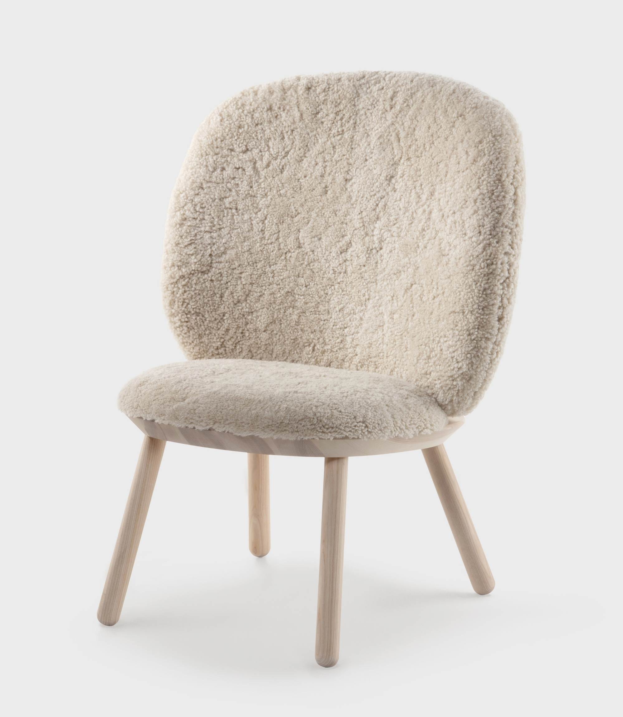 Naïve Poltrona lounge legno di frassino pelle di pecora naturale