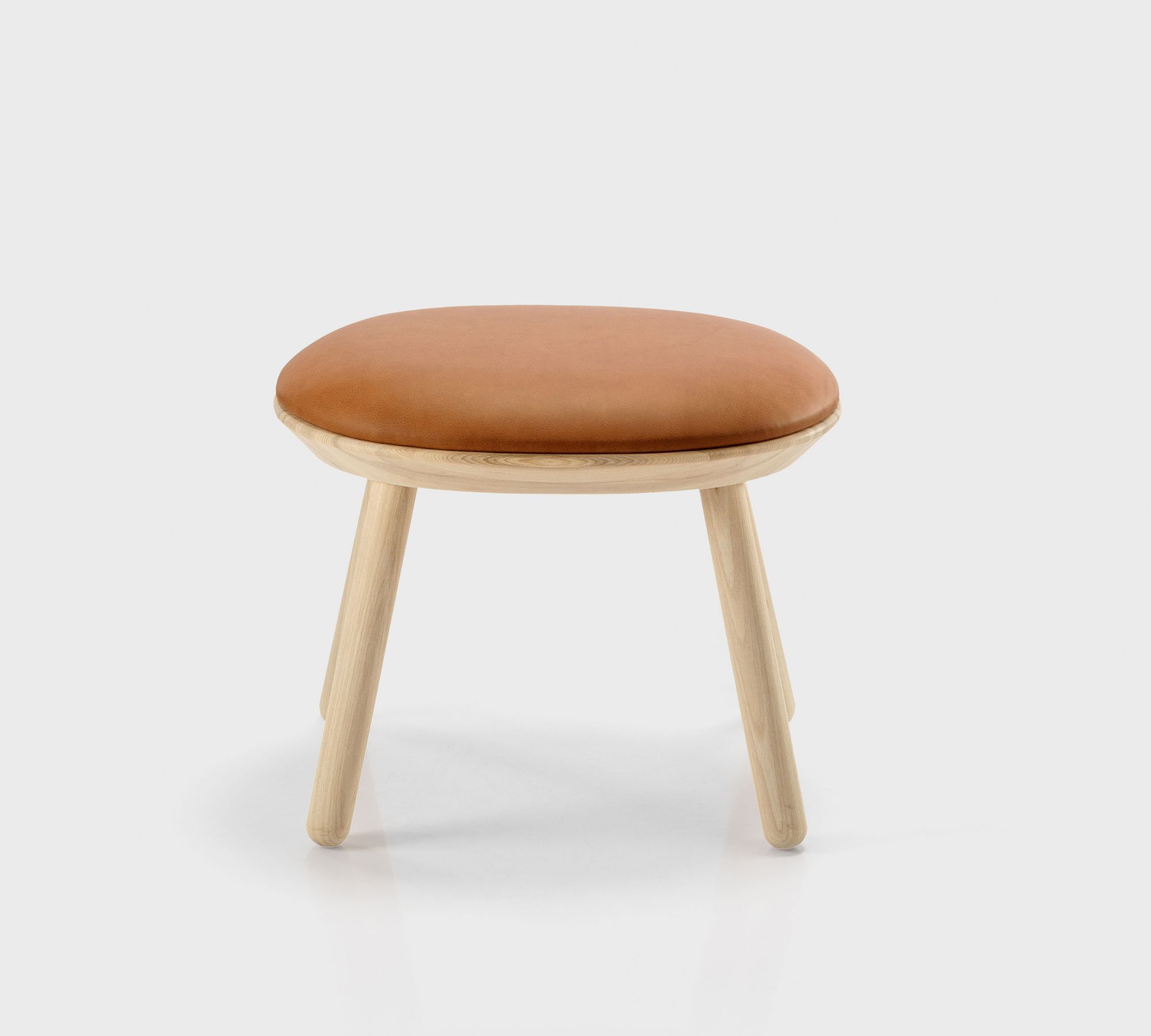 Naïve Stool Ash Wood Leather Brown