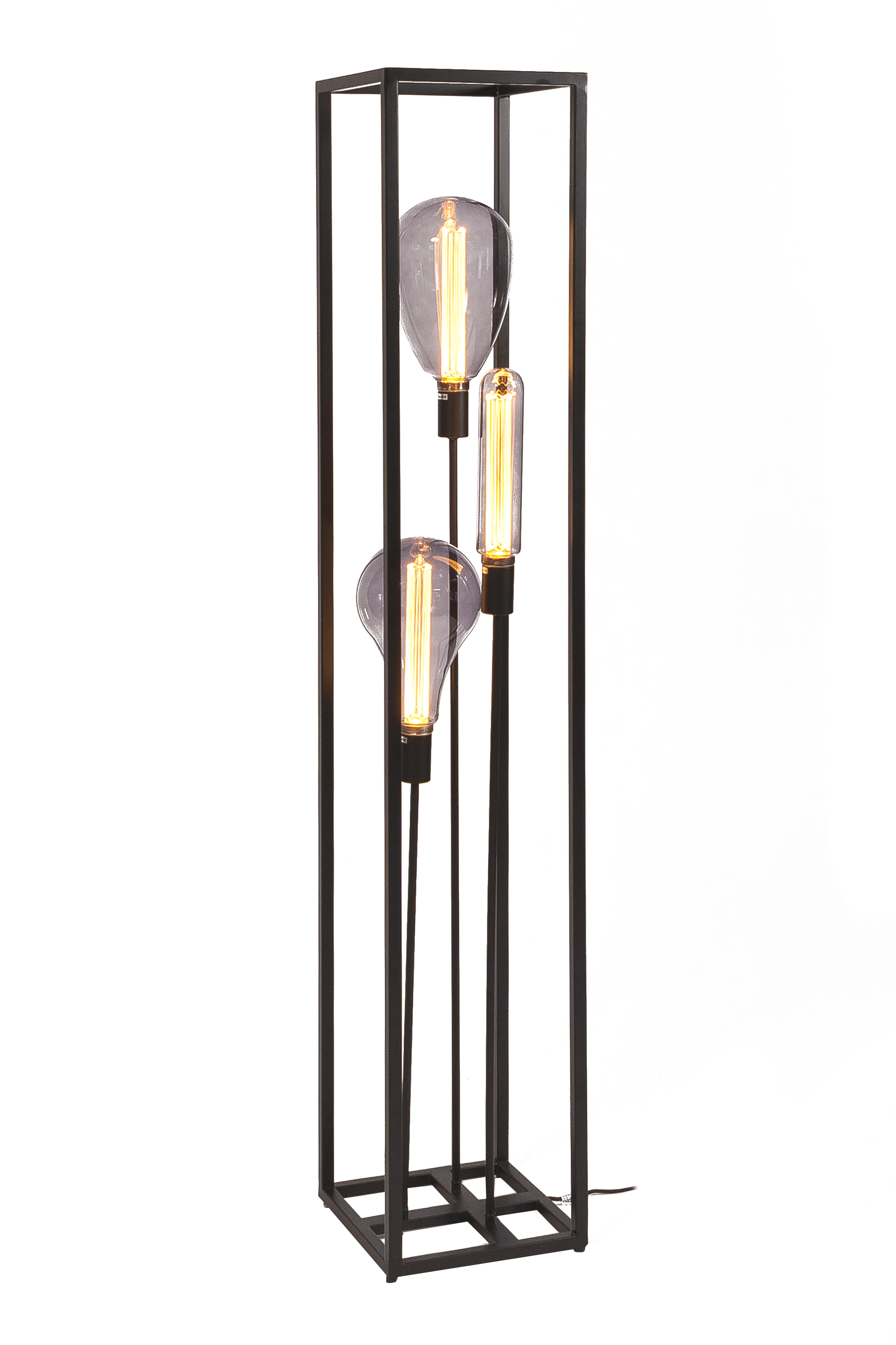 Floor lamp 3-light steel black
