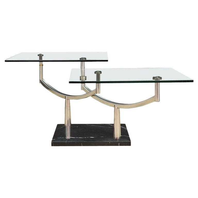 Vintage Coffee Table Metal Glass Transparent 1990s