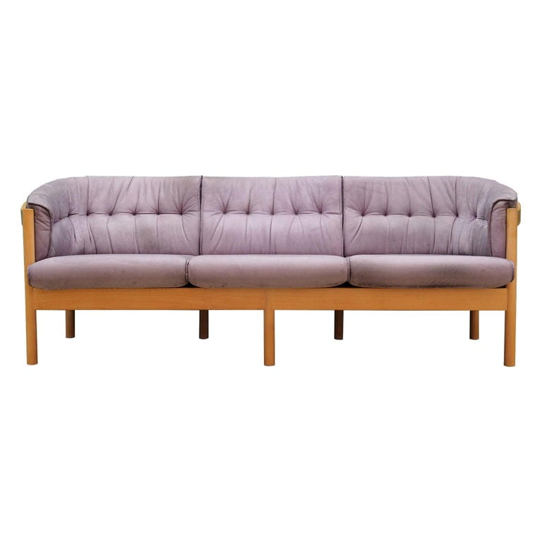Vintage Sofa Velvet Wood Purple 1970s