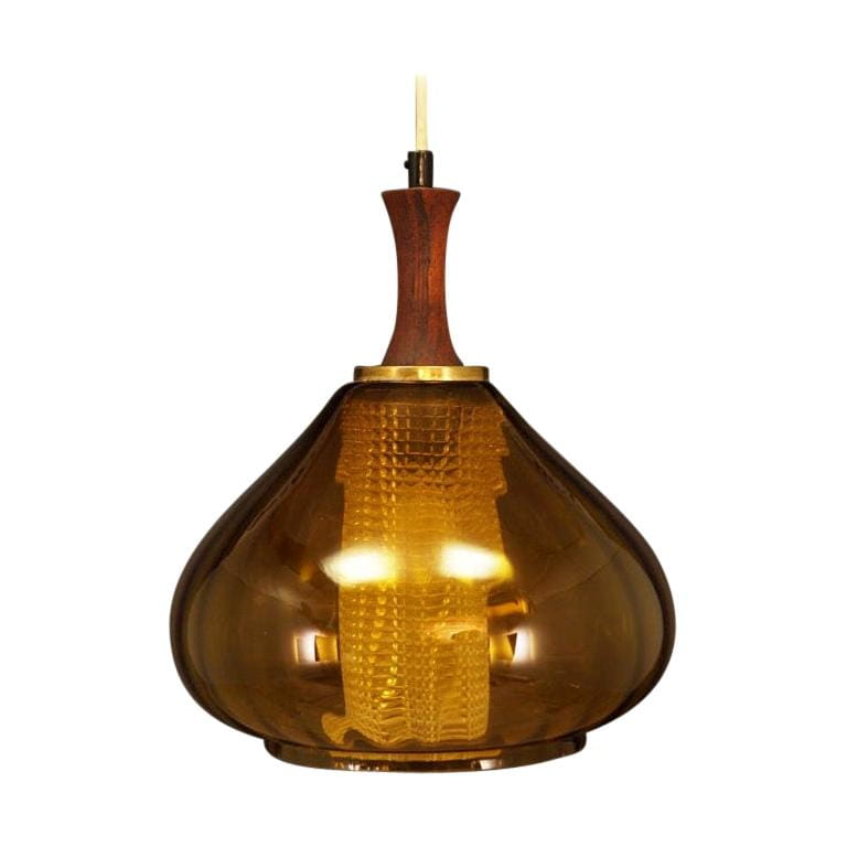 Lampada a sospensione vintage in vetro marrone anni '70
