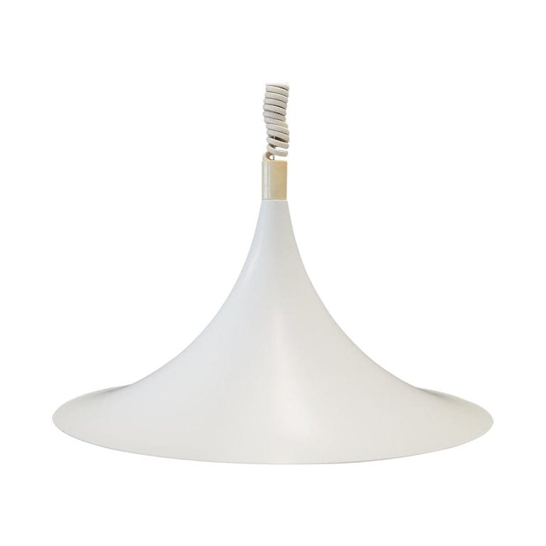 Lampada a sospensione vintage in metallo bianco, anni '60