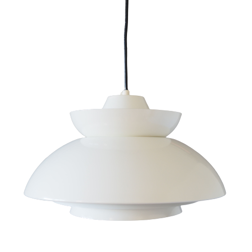 Lampada a sospensione vintage in metallo bianco anni '70