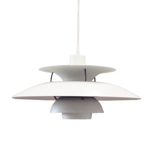 Vintage pendant lamp metal white 1970s