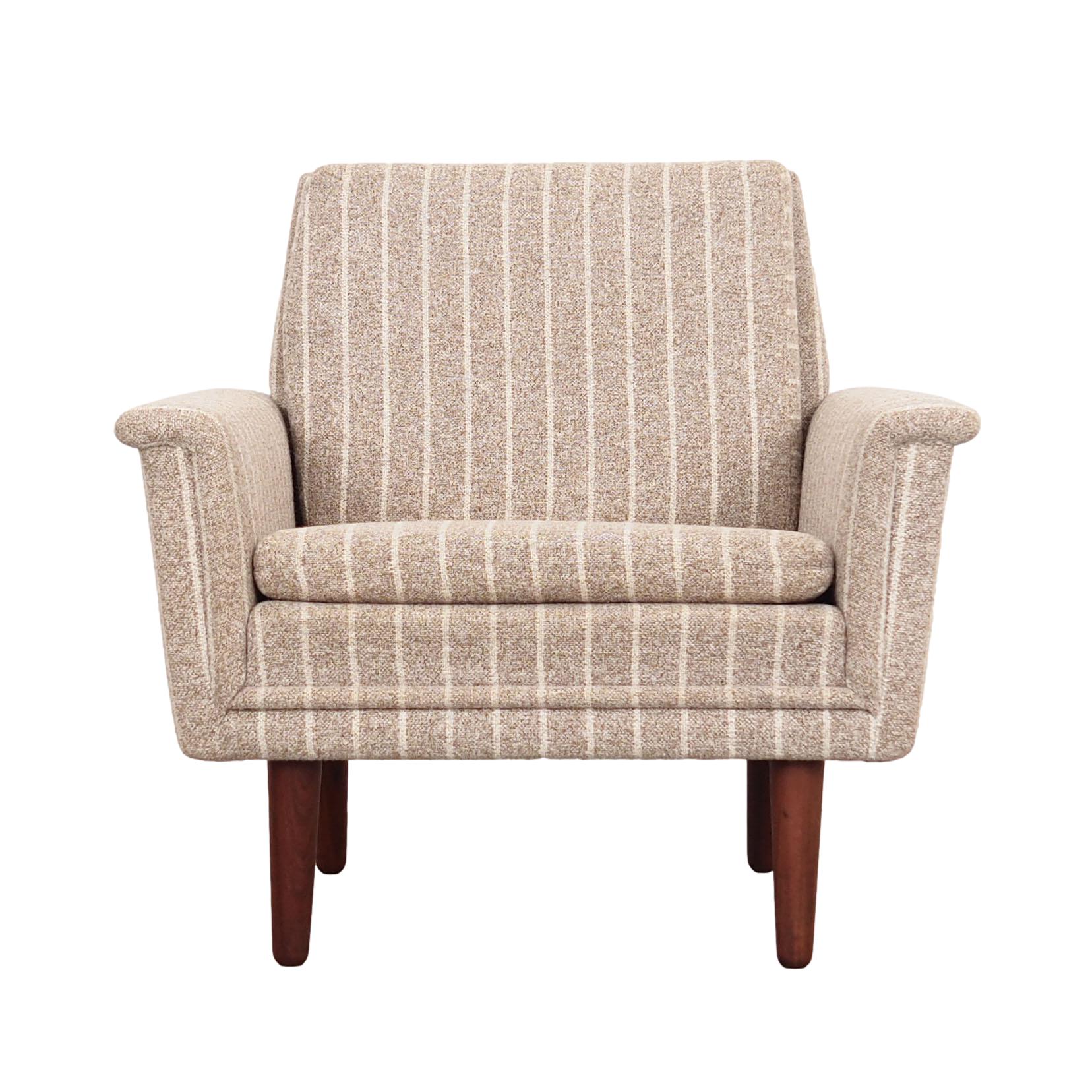 Vintage Sedia Teak Tessuto Grigio Anni '70