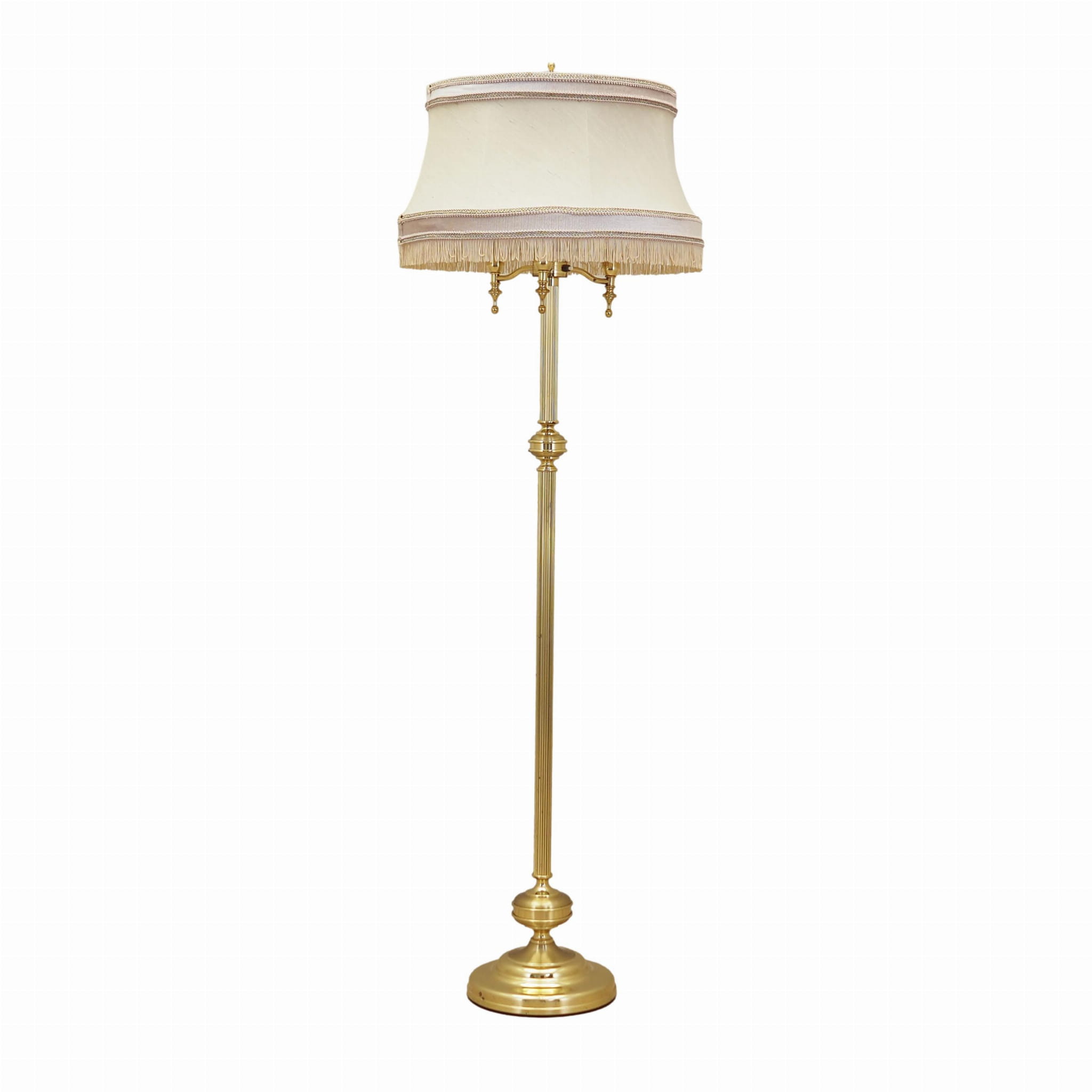 Vintage Floor Lamp Metal Textile Gold 1970s