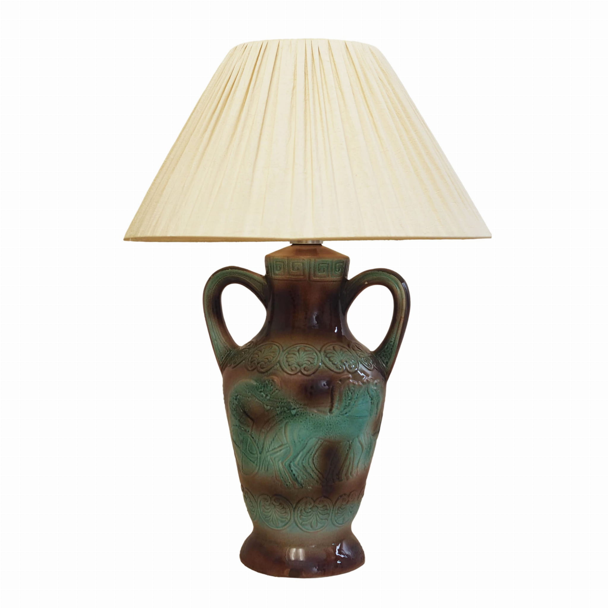Lampada da tavolo vintage in ceramica multicolore anni '70