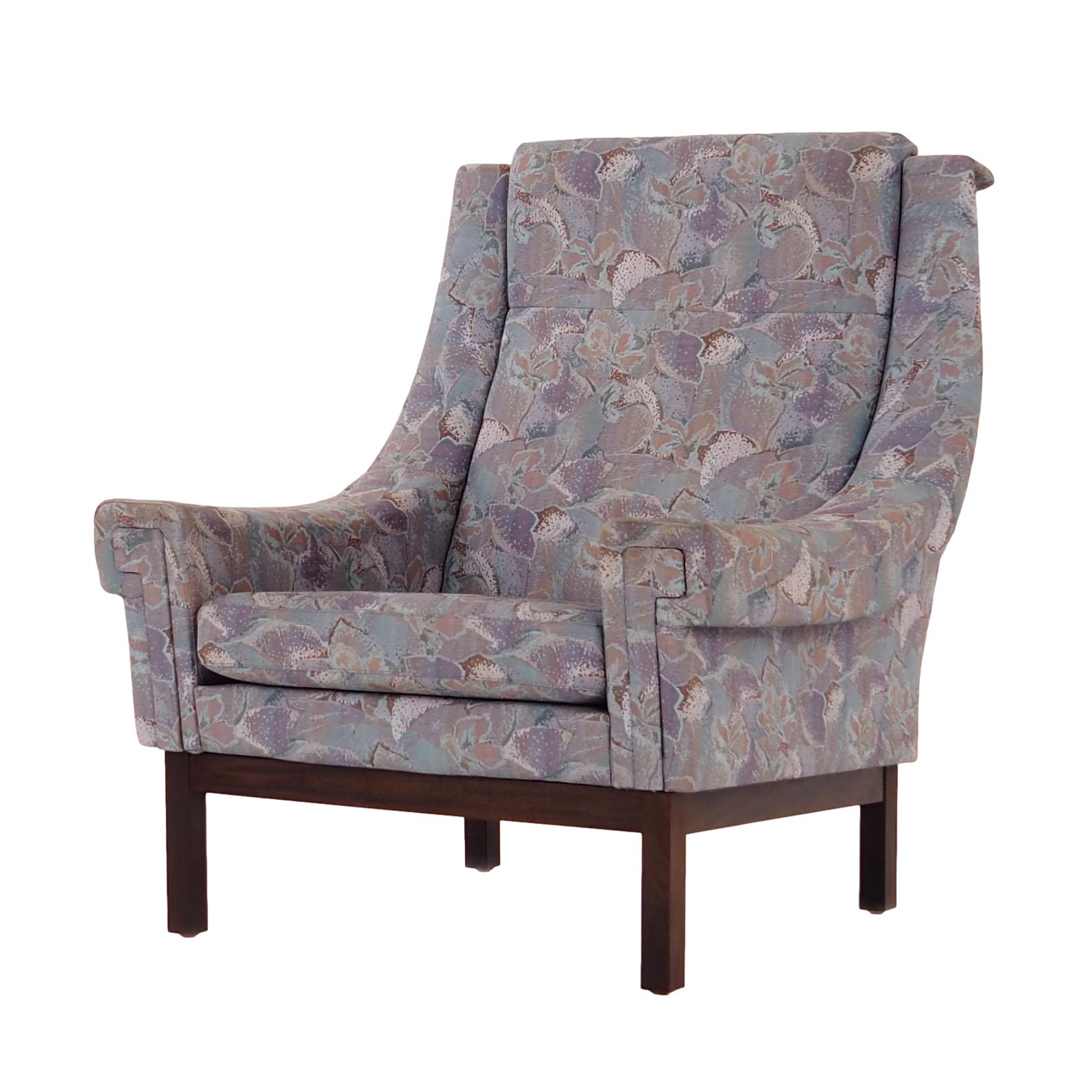 Vintage armchair beech wood textile violet 1960s