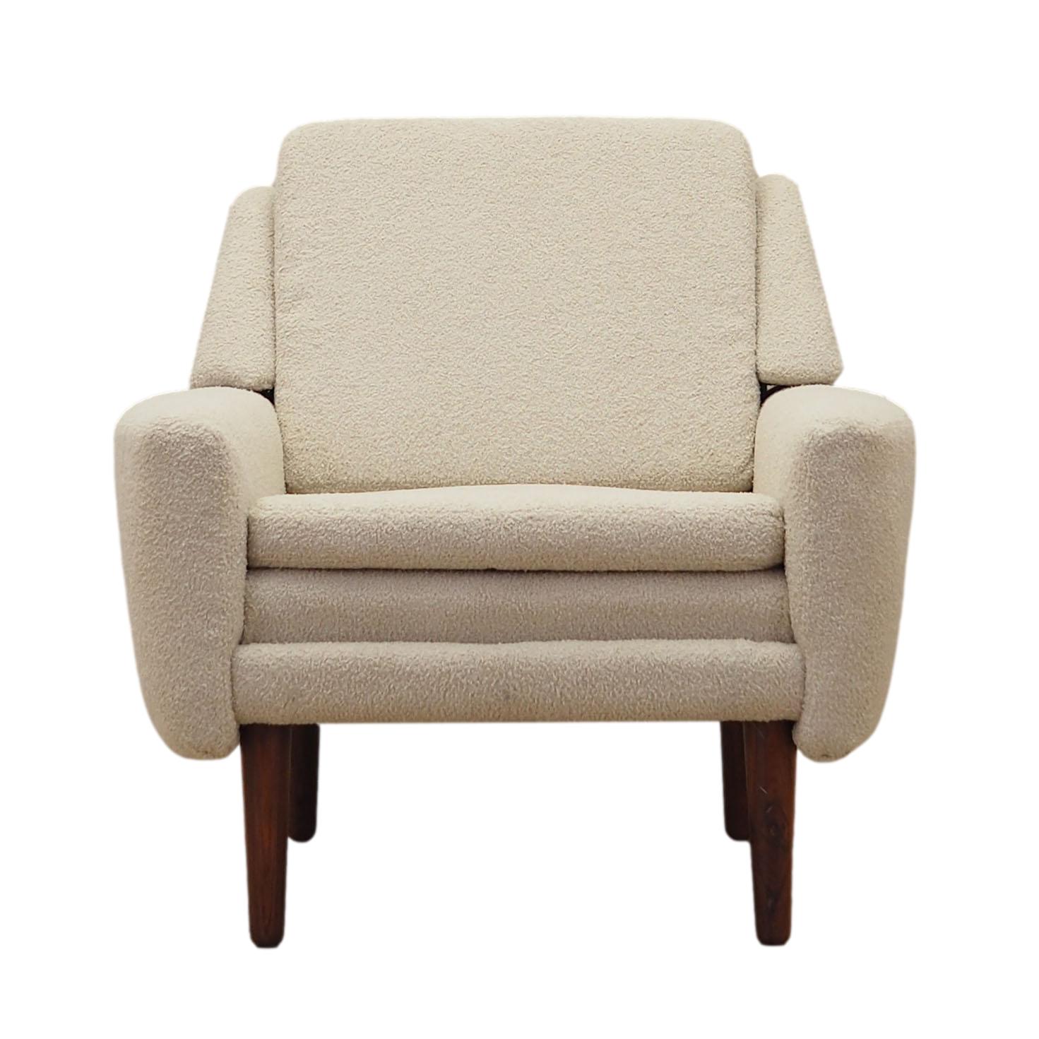 Poltrona Tessuto Legno Crema Anni '70