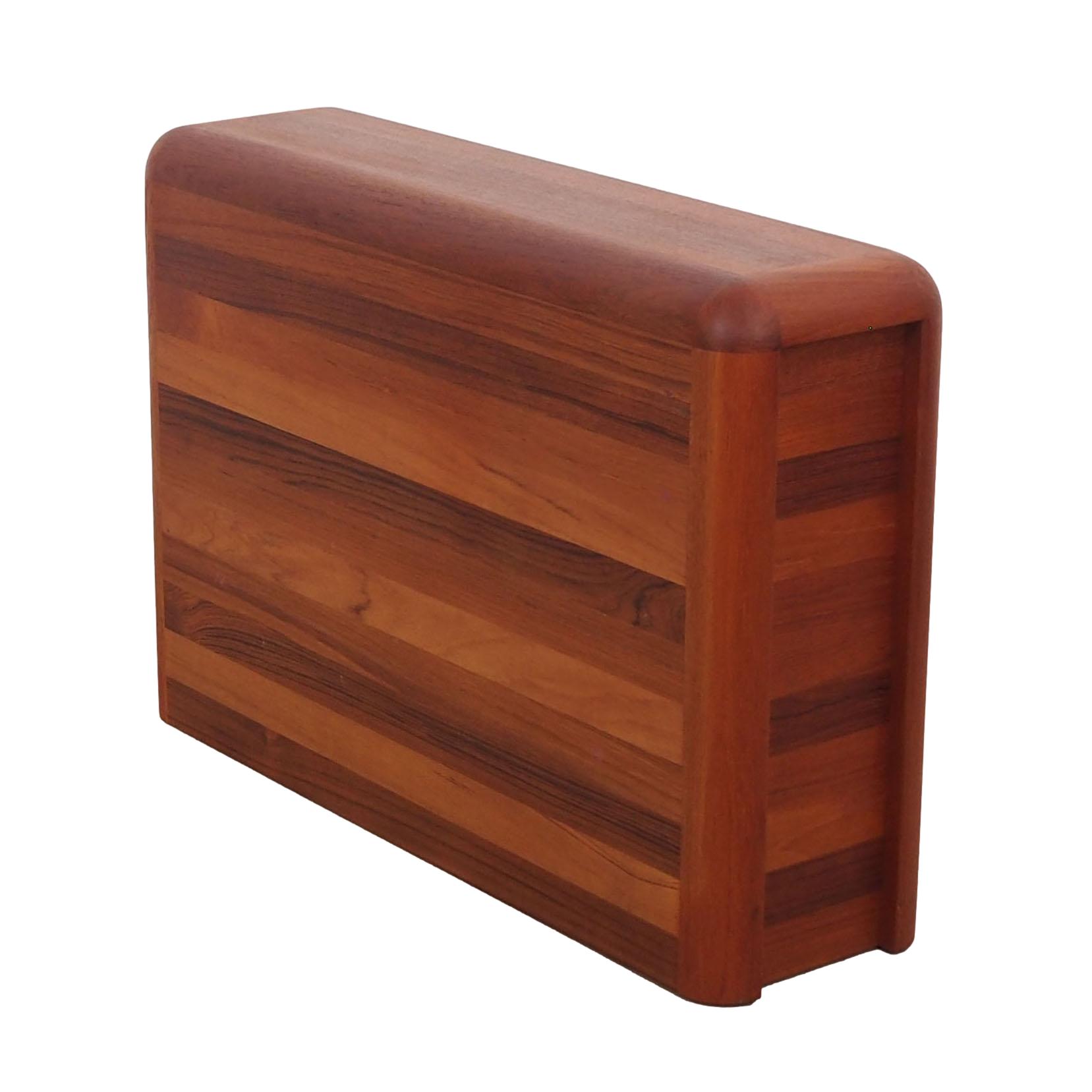 Vintage Newspaper Holder Teak Wood Brown 1970s