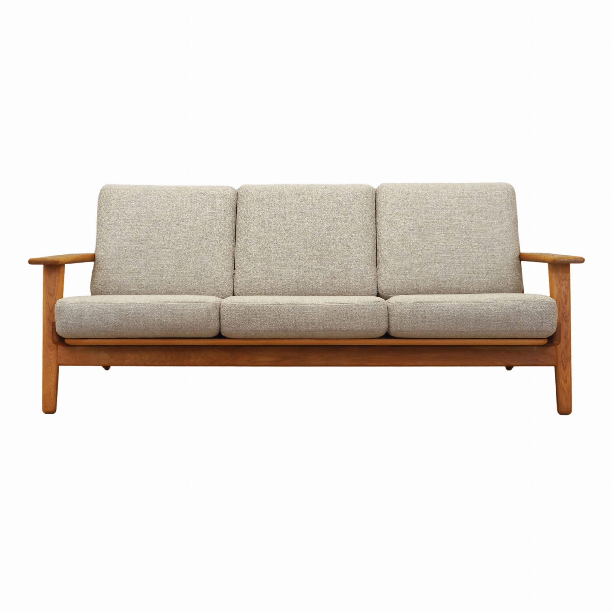 Vintage Sofa Oak Wood Textile Grey 1960s