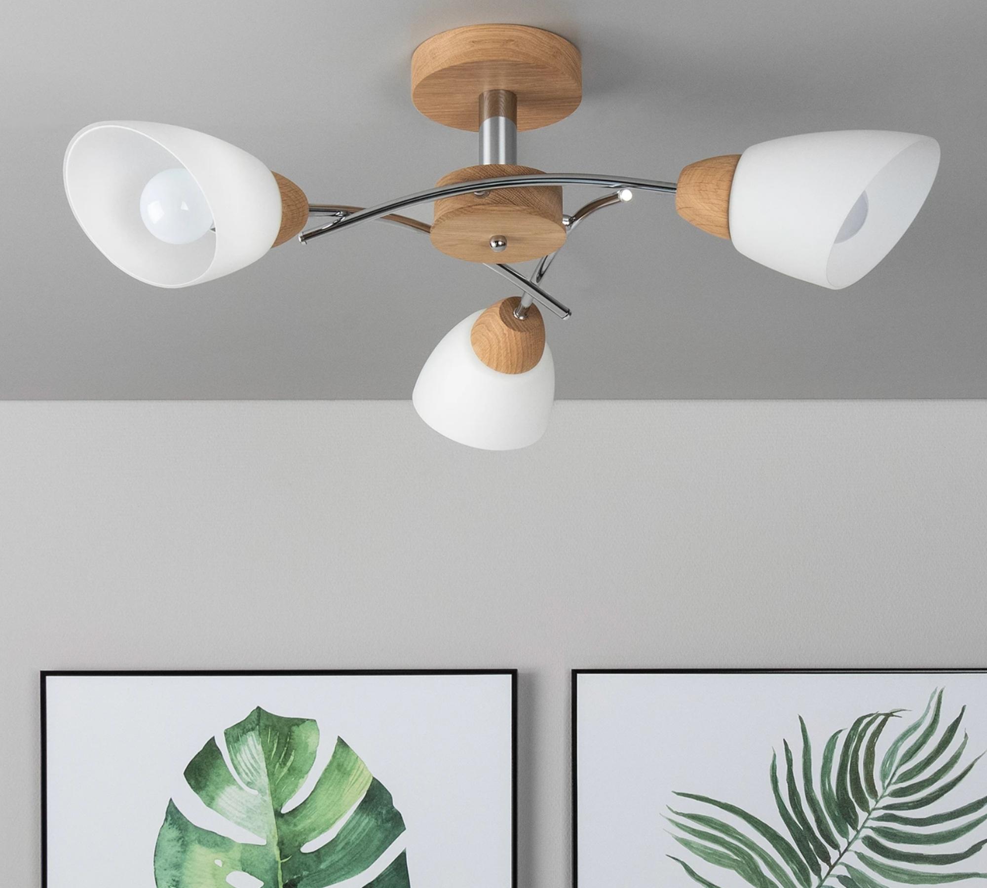 Ceiling light Viletta II frosted glass / steel 3-flame