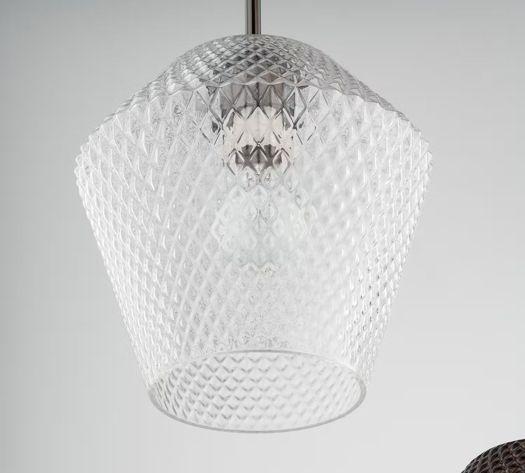 Pendant lamp 3-flame metal glass cream