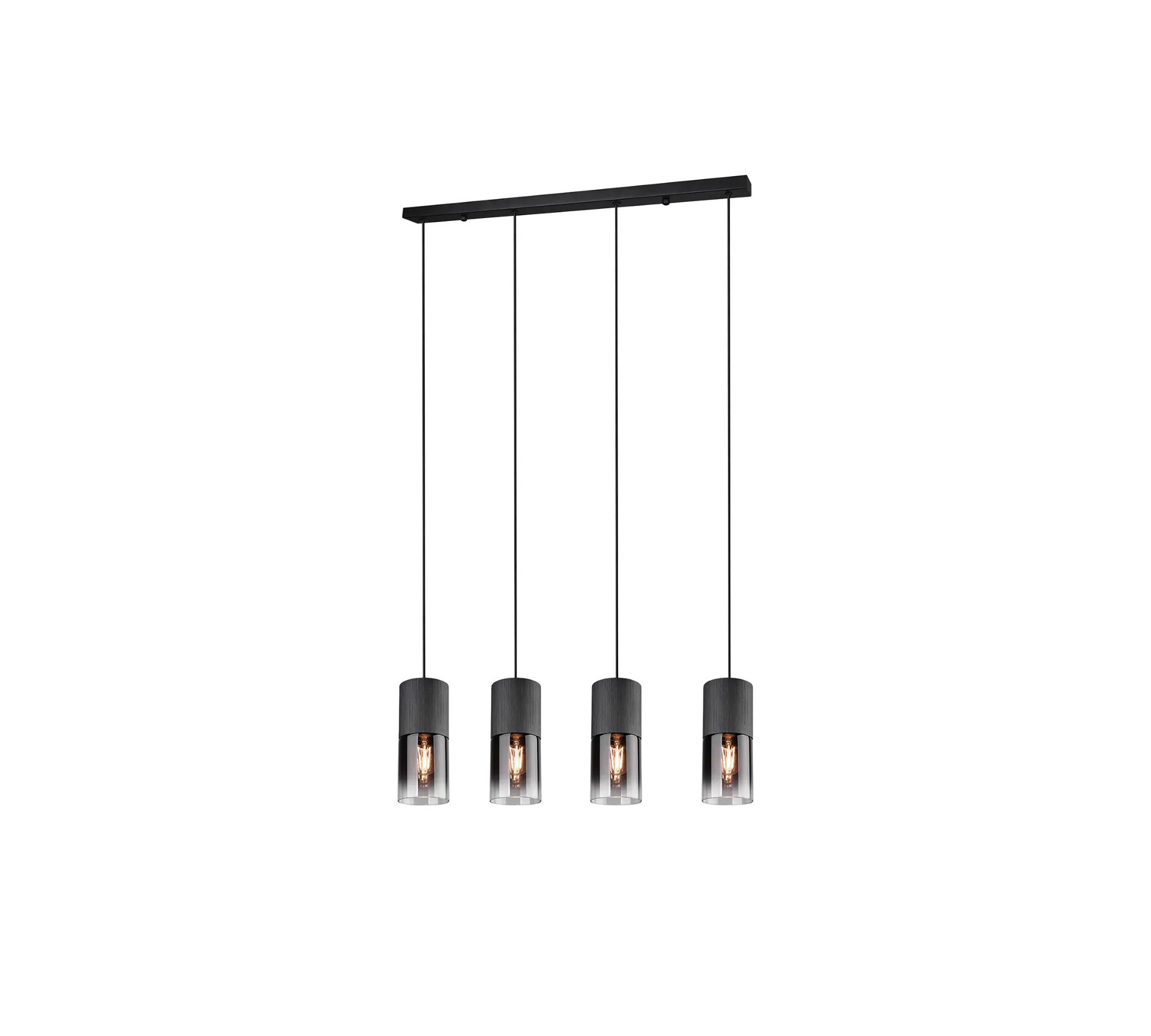 Pendelleuchte 4-flammig Glas Metall Schwarz