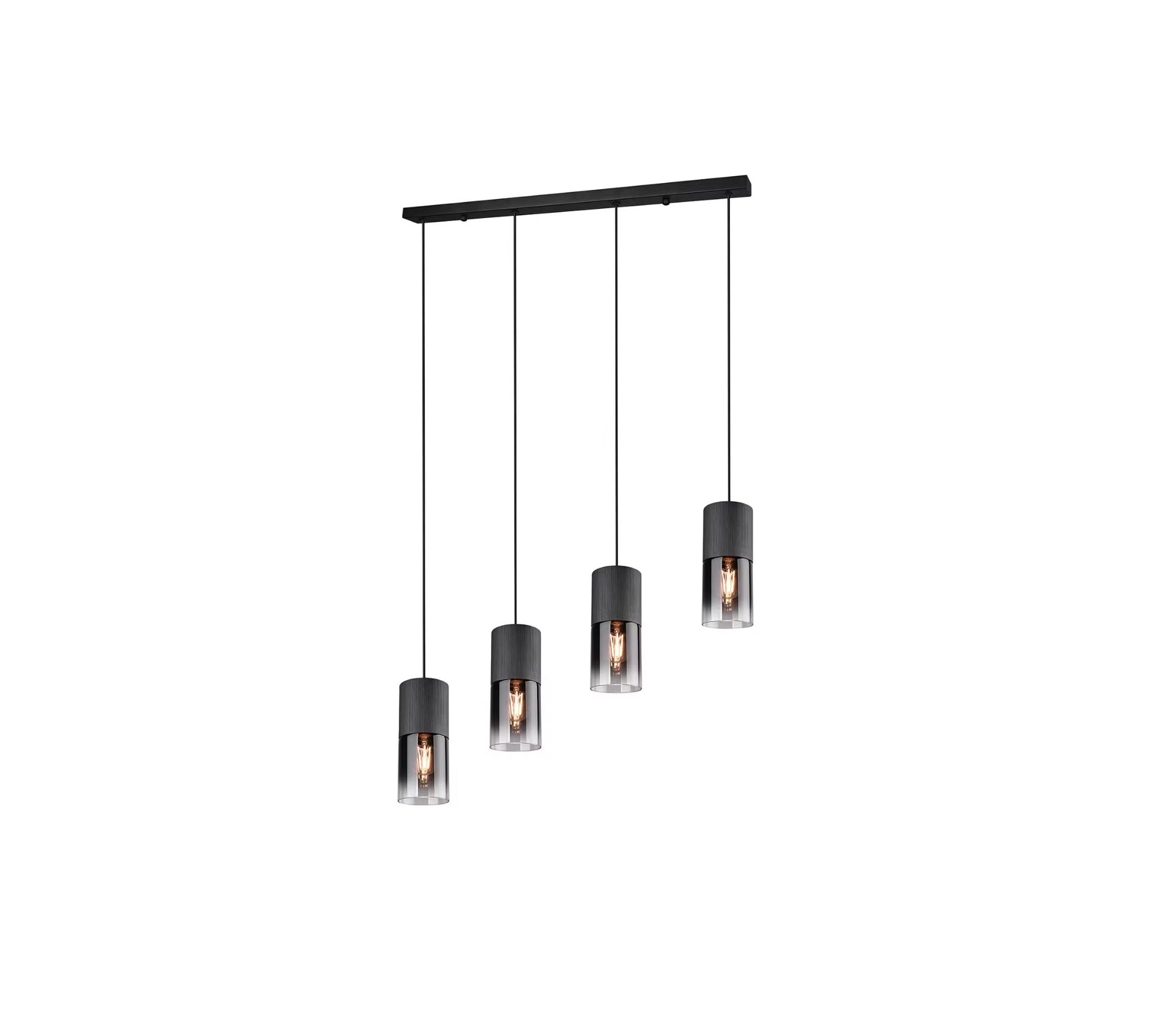 Pendelleuchte 4-flammig Glas Metall Schwarz