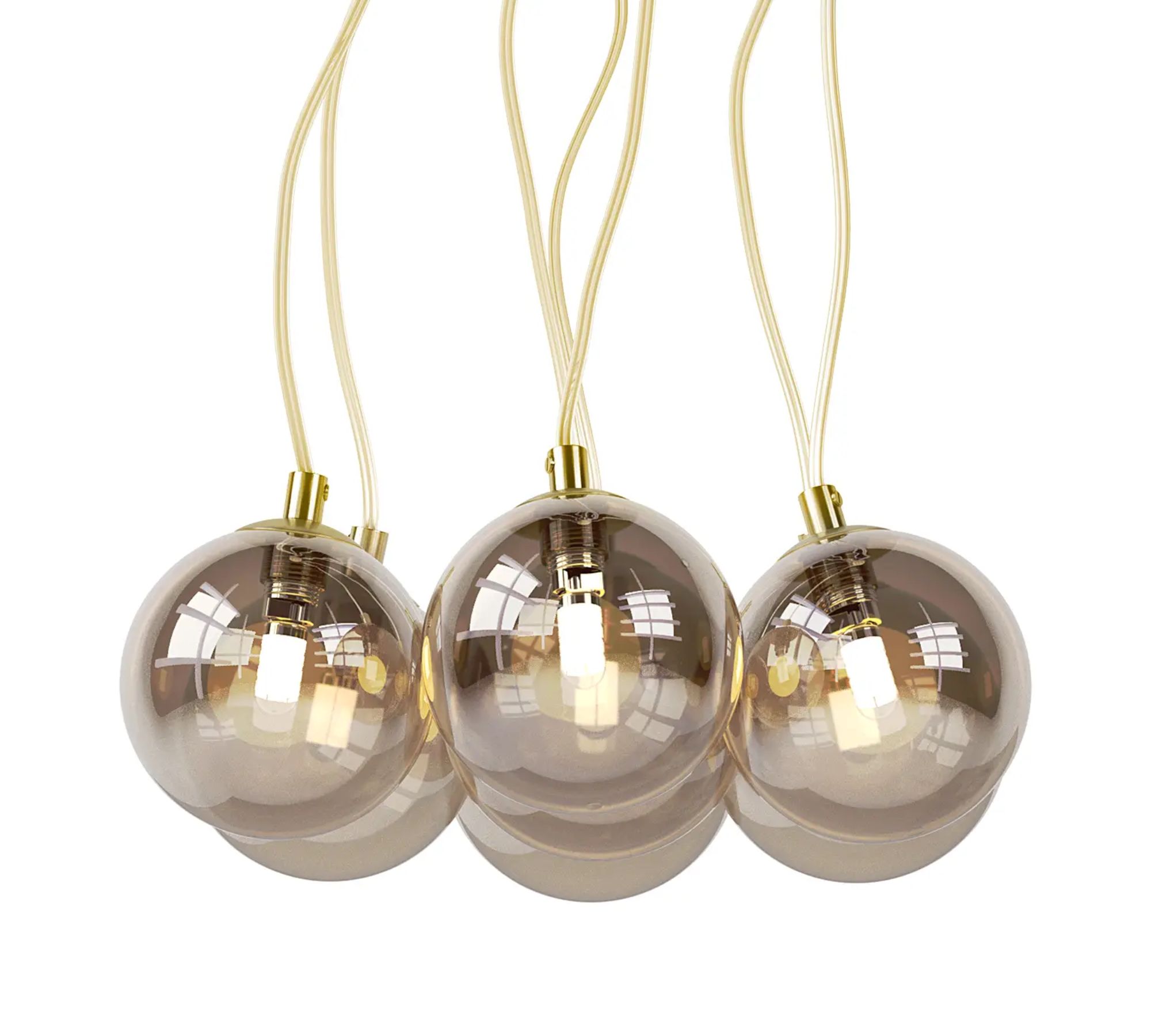 Pendant lamp 7-light glass metal gold