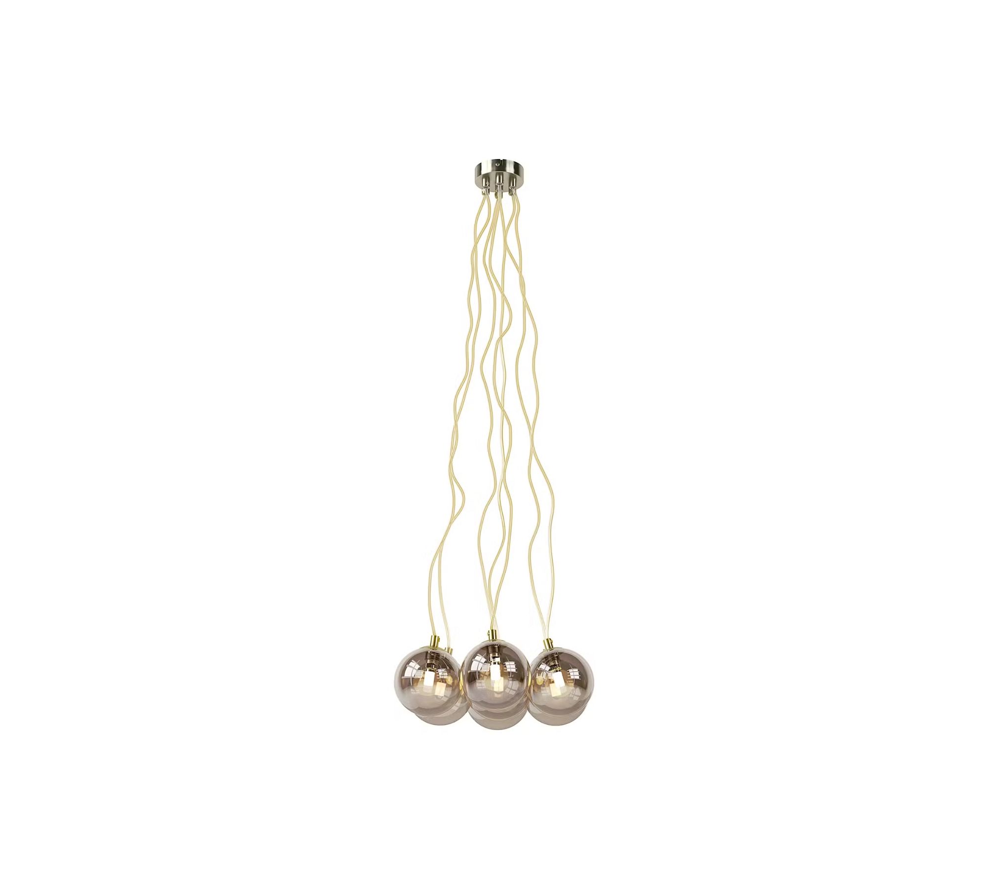 Pendant lamp 7-light glass metal gold