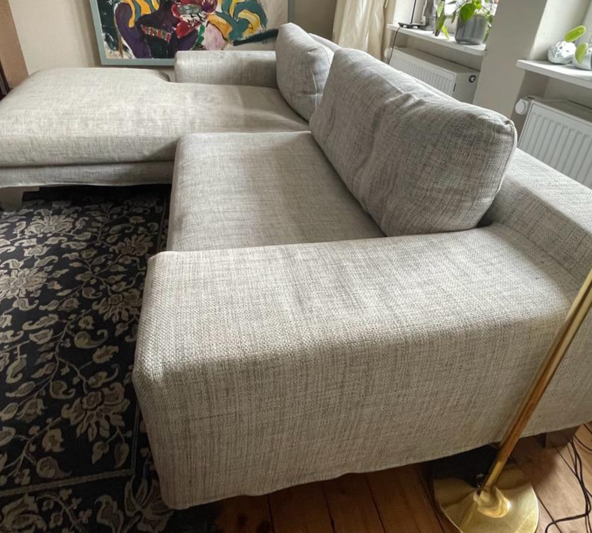 Sofa Chaise Longue Left Textile Steel Grey