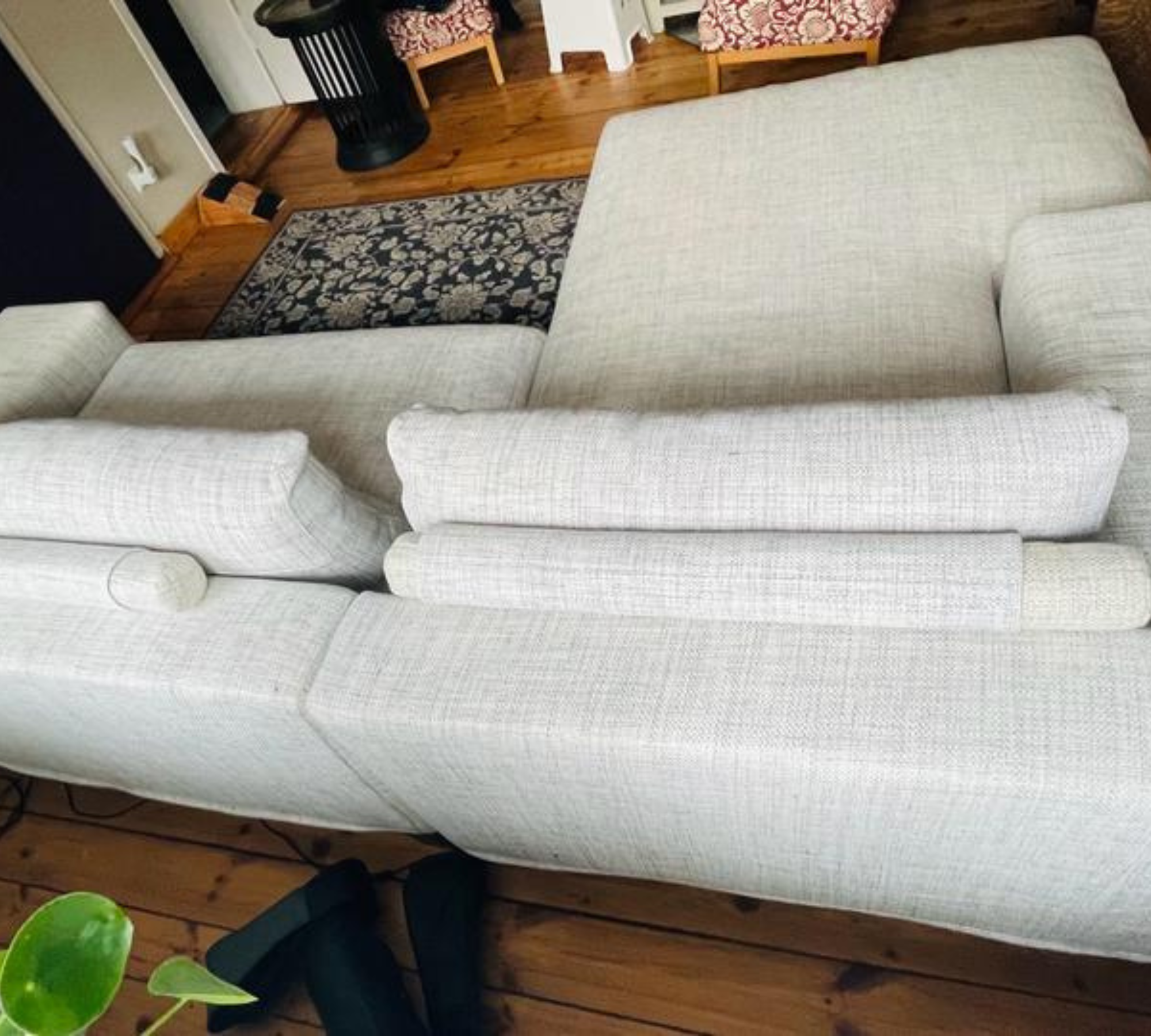 Sofa Chaise Longue Left Textile Steel Grey