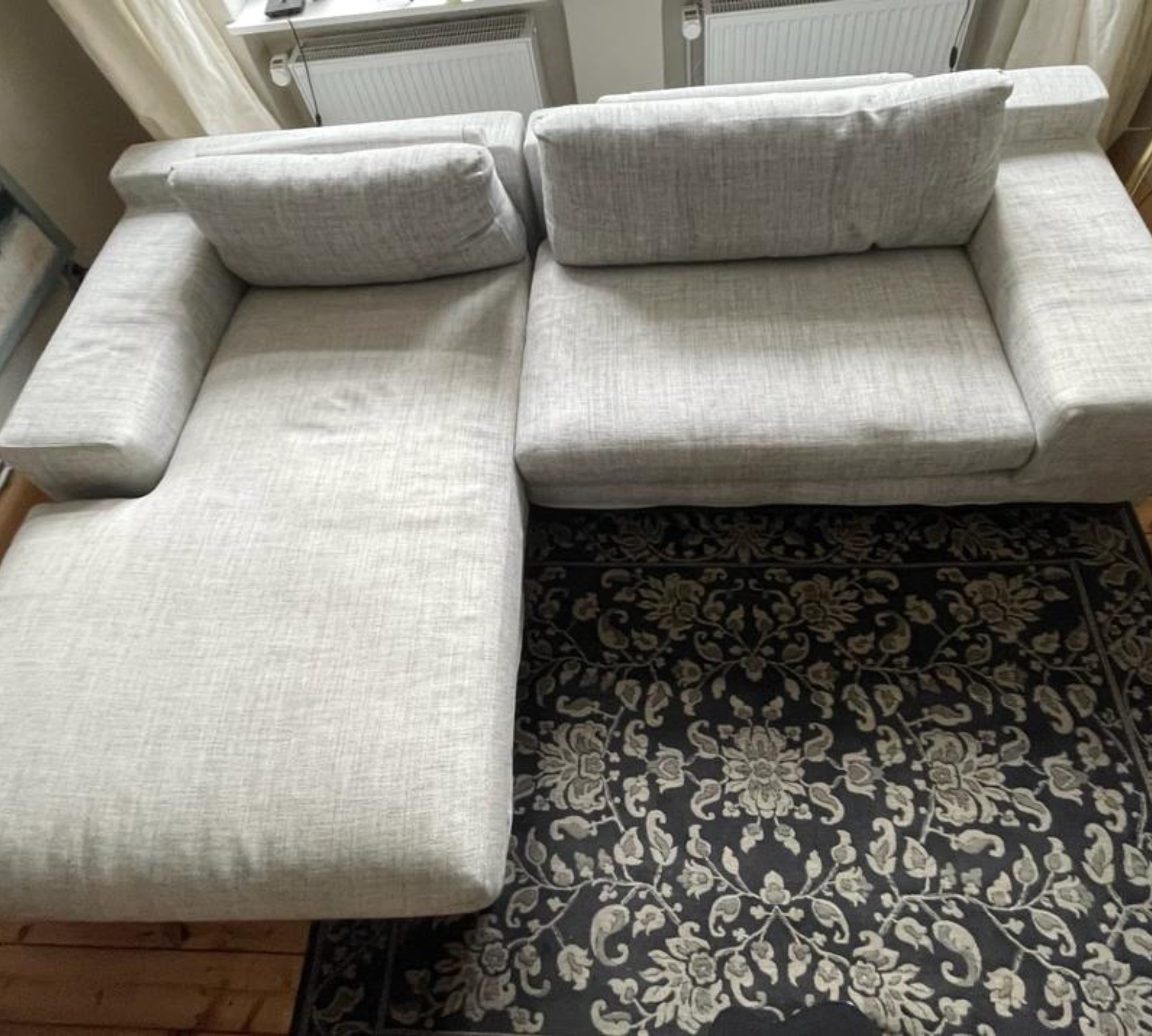 Sofa Chaise Longue Left Textile Steel Grey