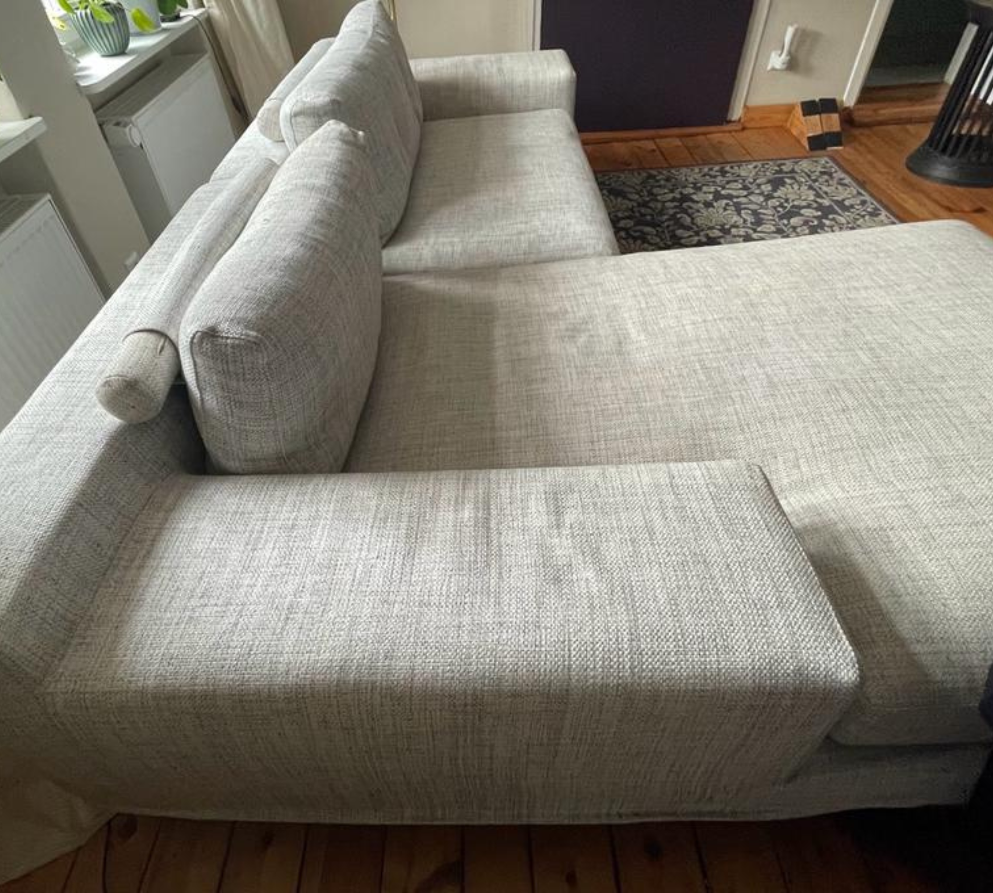 Sofa Chaise Longue Left Textile Steel Grey