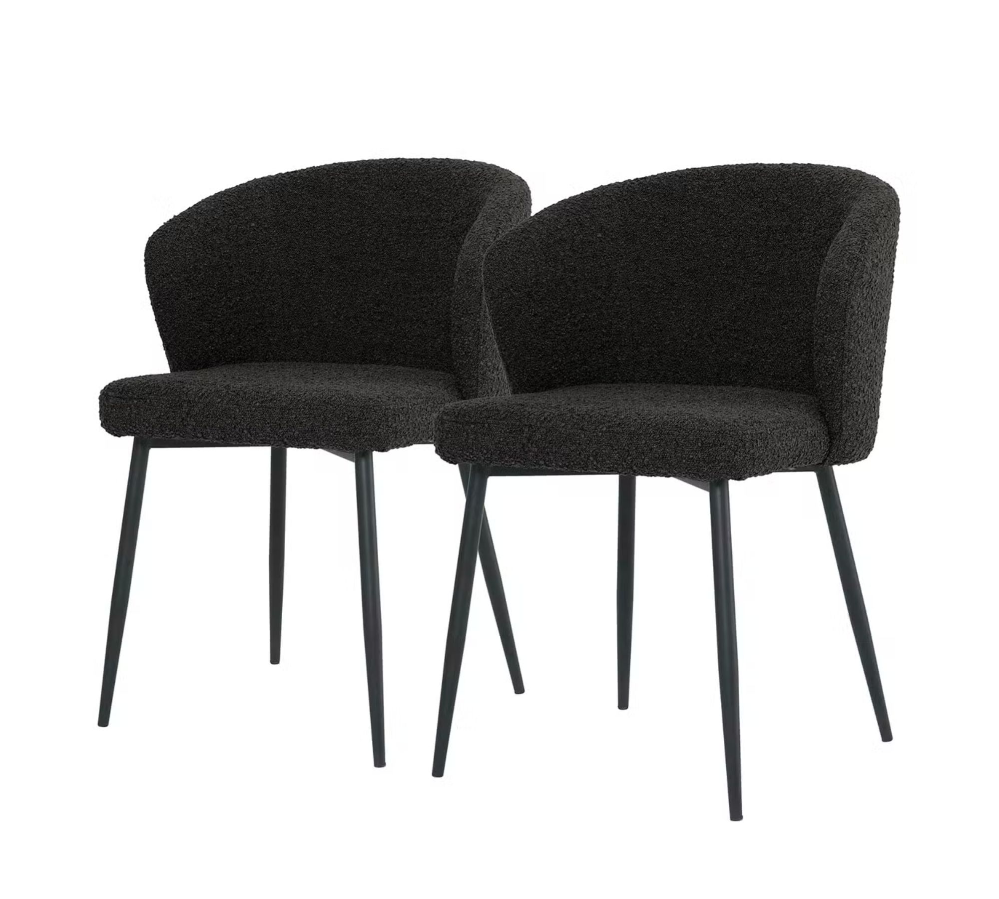 2x Mareth Polsterstuhl Mareth Metall Bouclé Schwarz