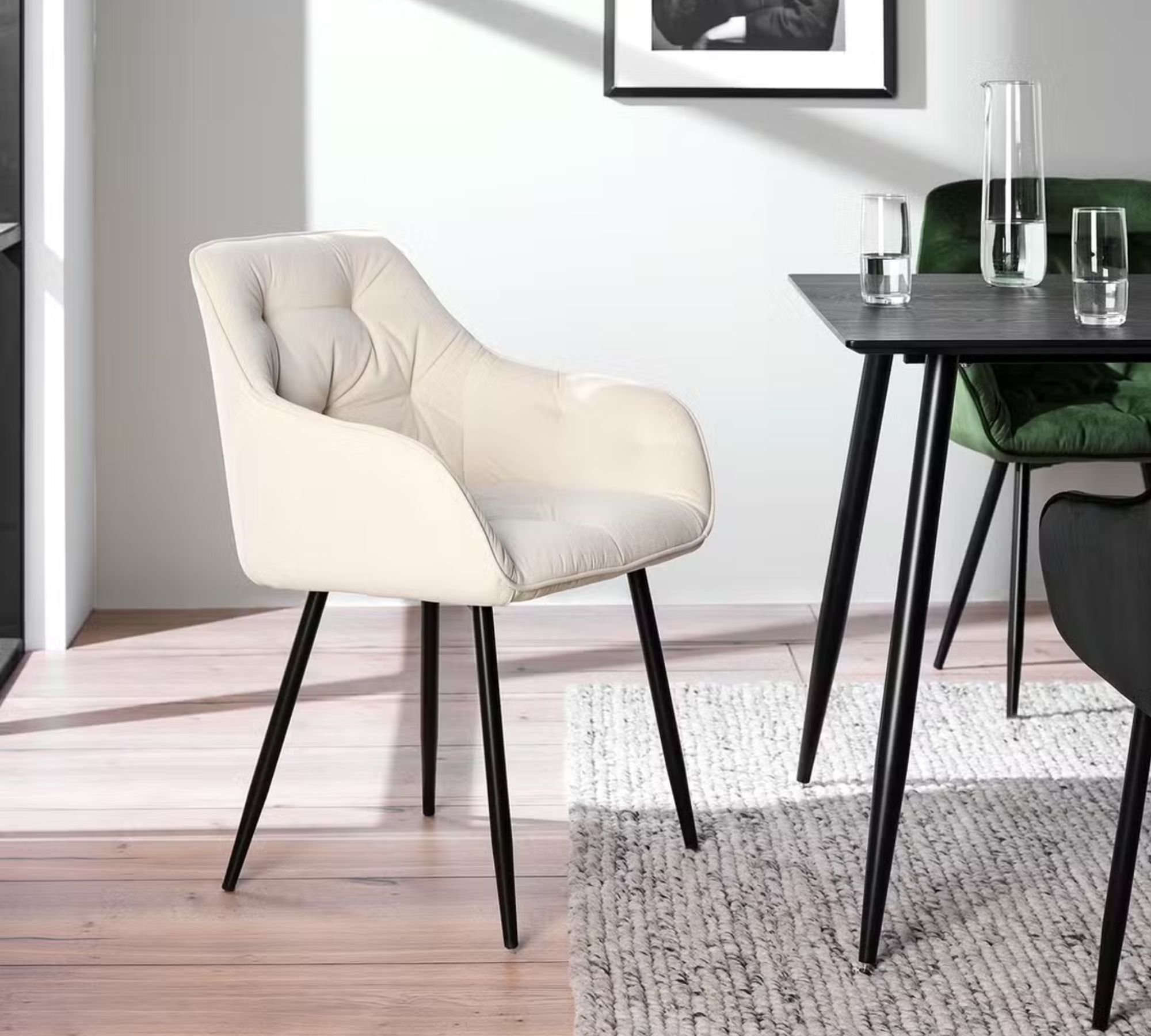 Tilly Armchair Metal Velvet Beige