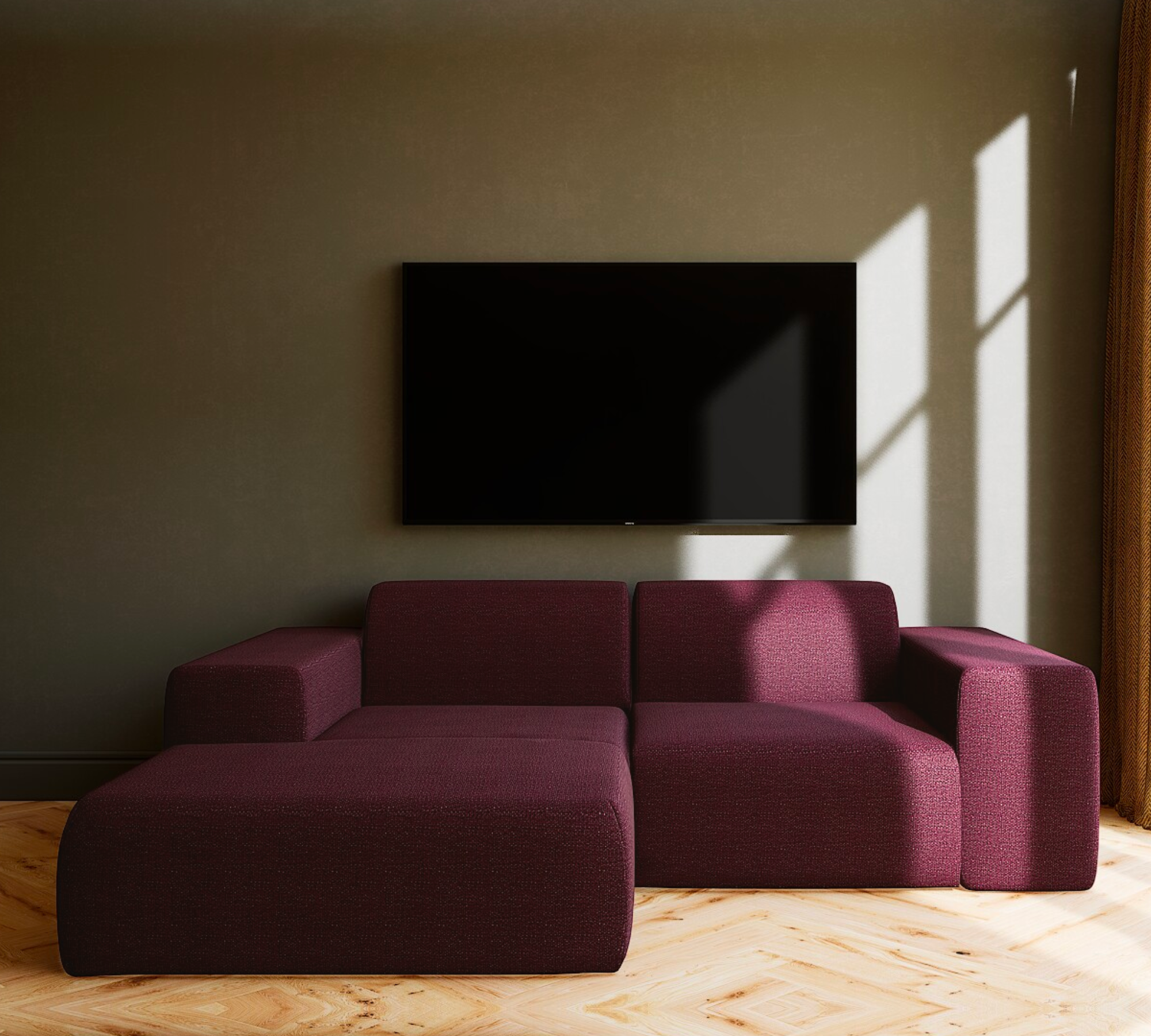 Pyllow 2-Sitzer Ecksofa Récamiere Links Brombeer