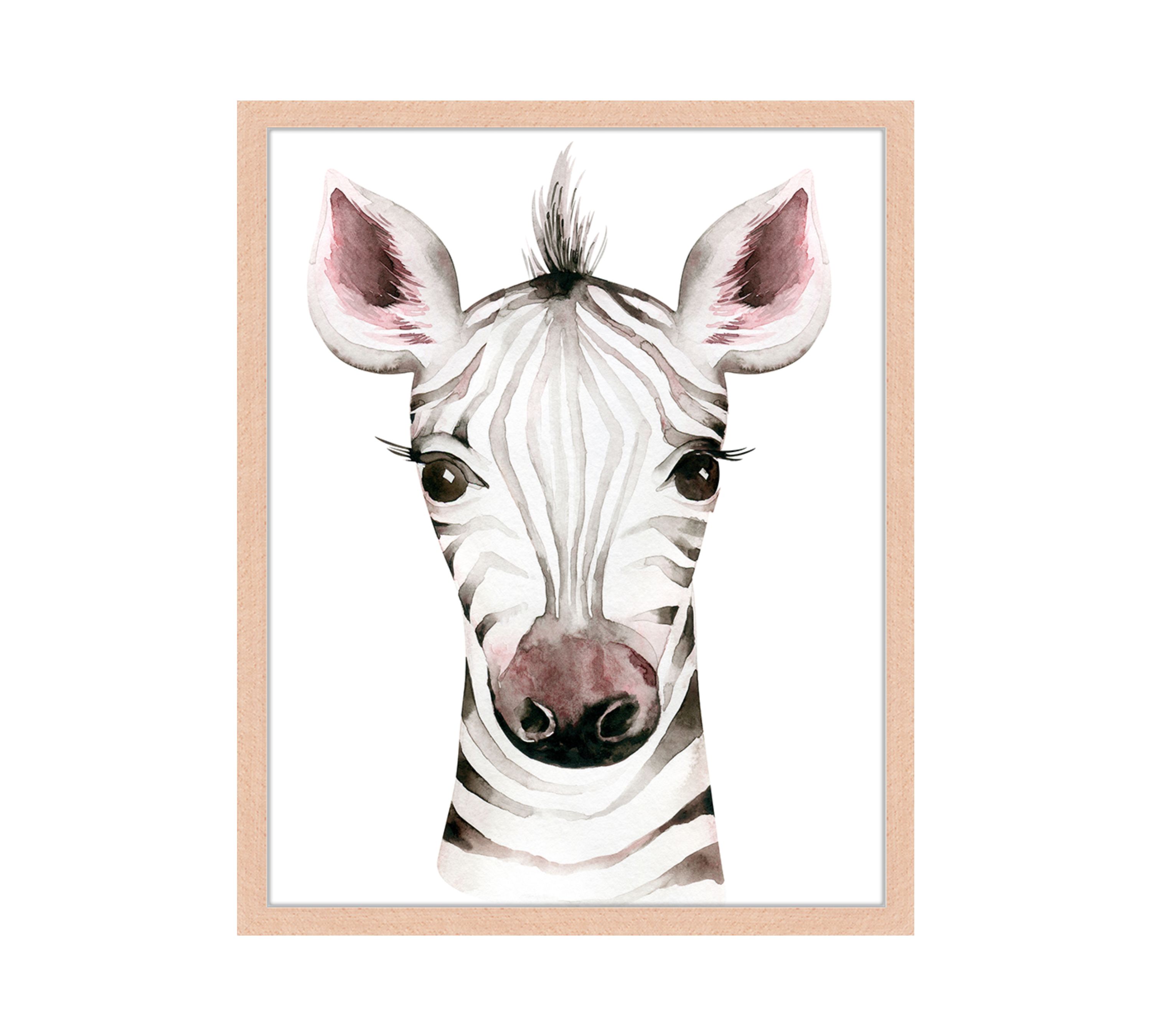 Zebra Art Print with Frame Multicolor