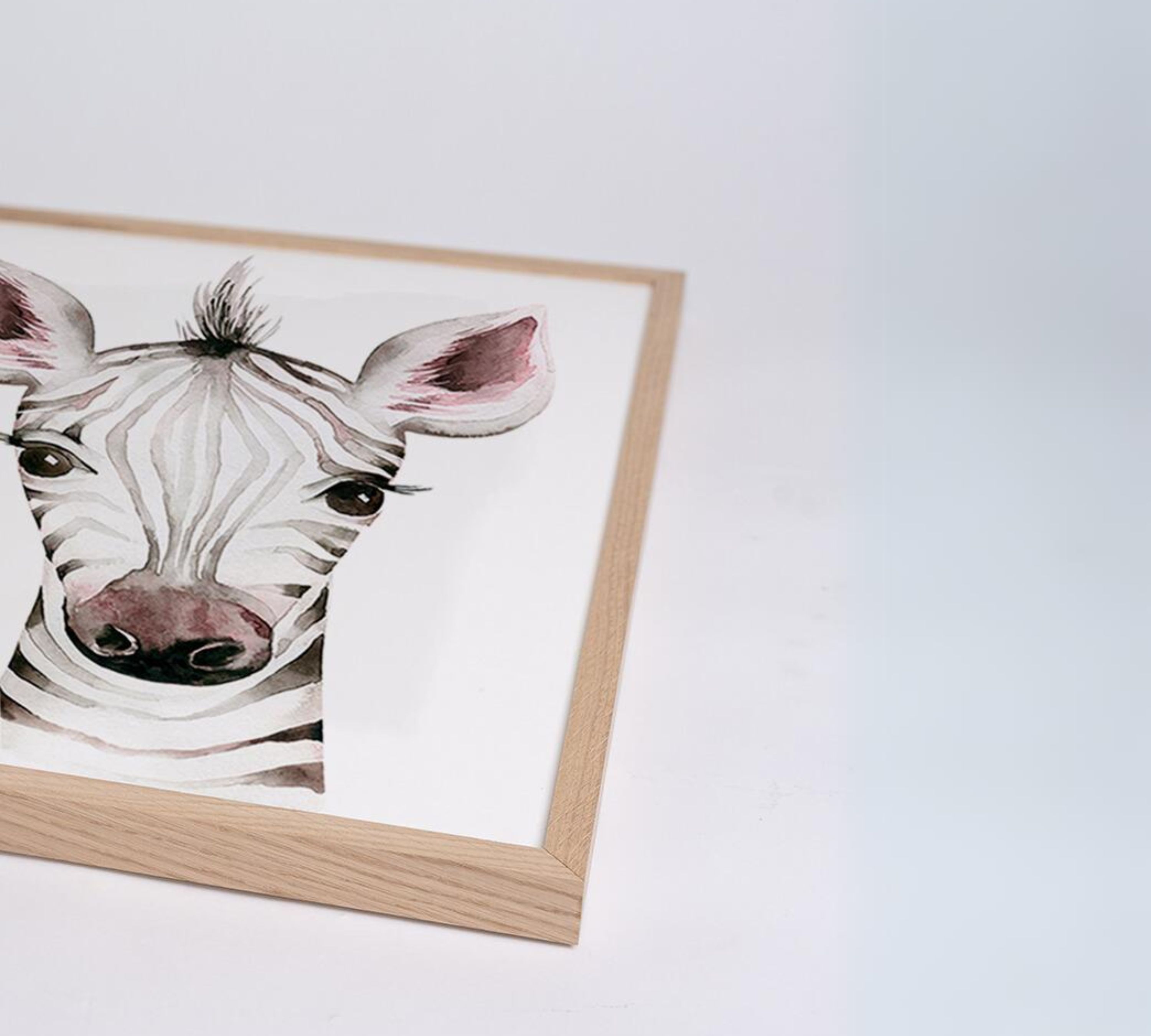 Zebra Art Print with Frame Multicolor