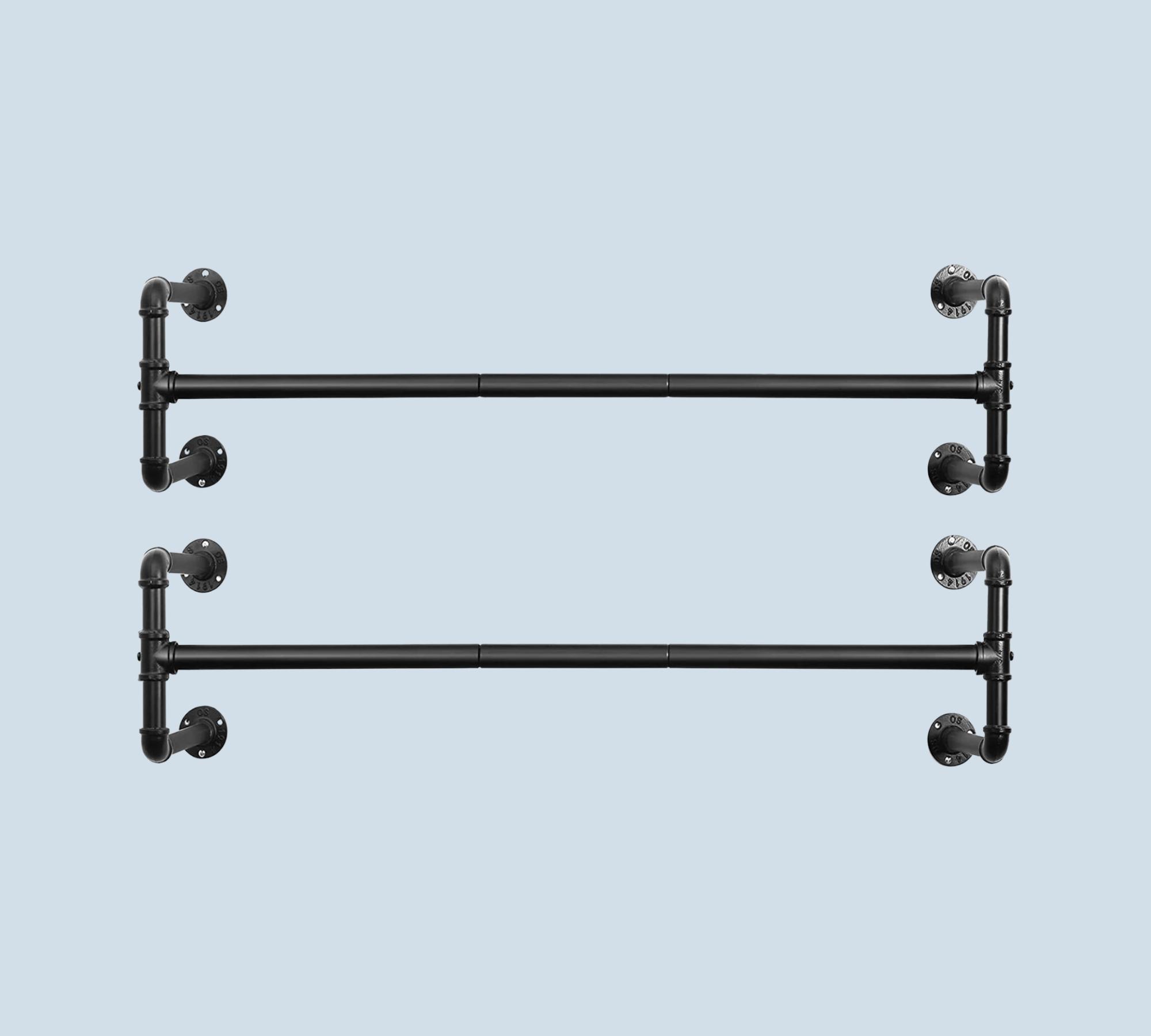 2x Garderobenstange Stahl Schwarz