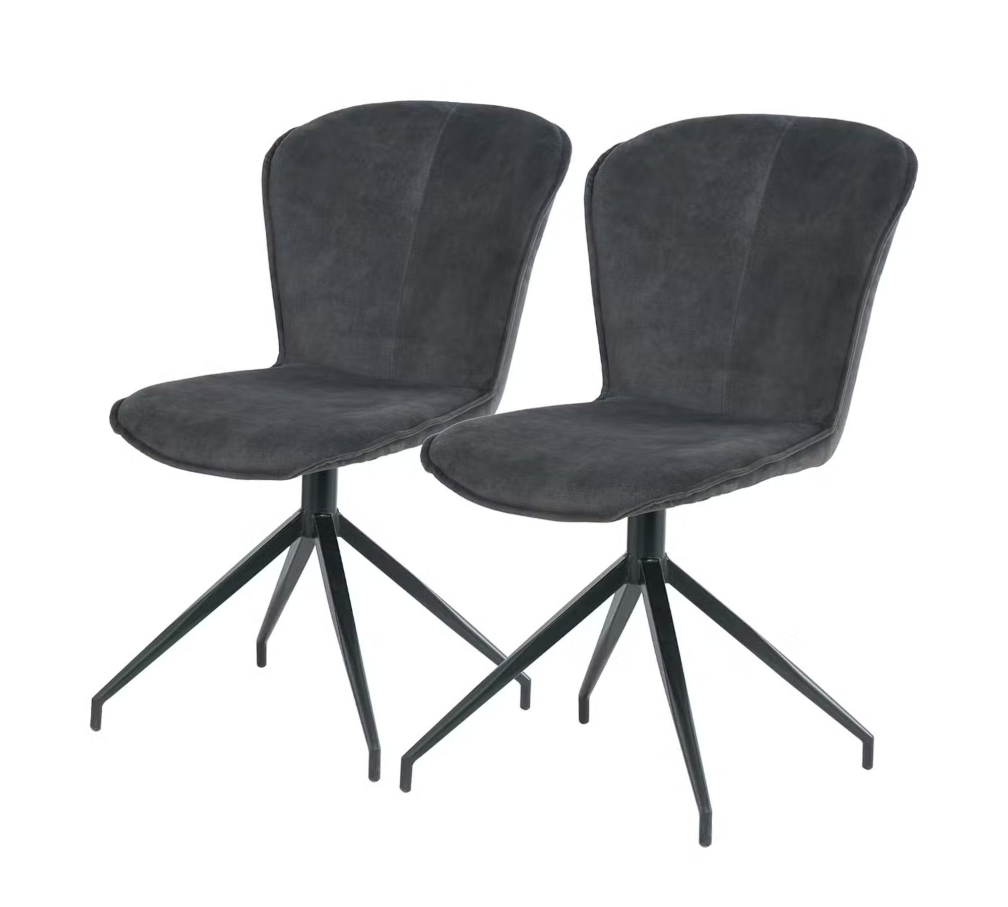 2x Upholstered chair metal velvet dark gray