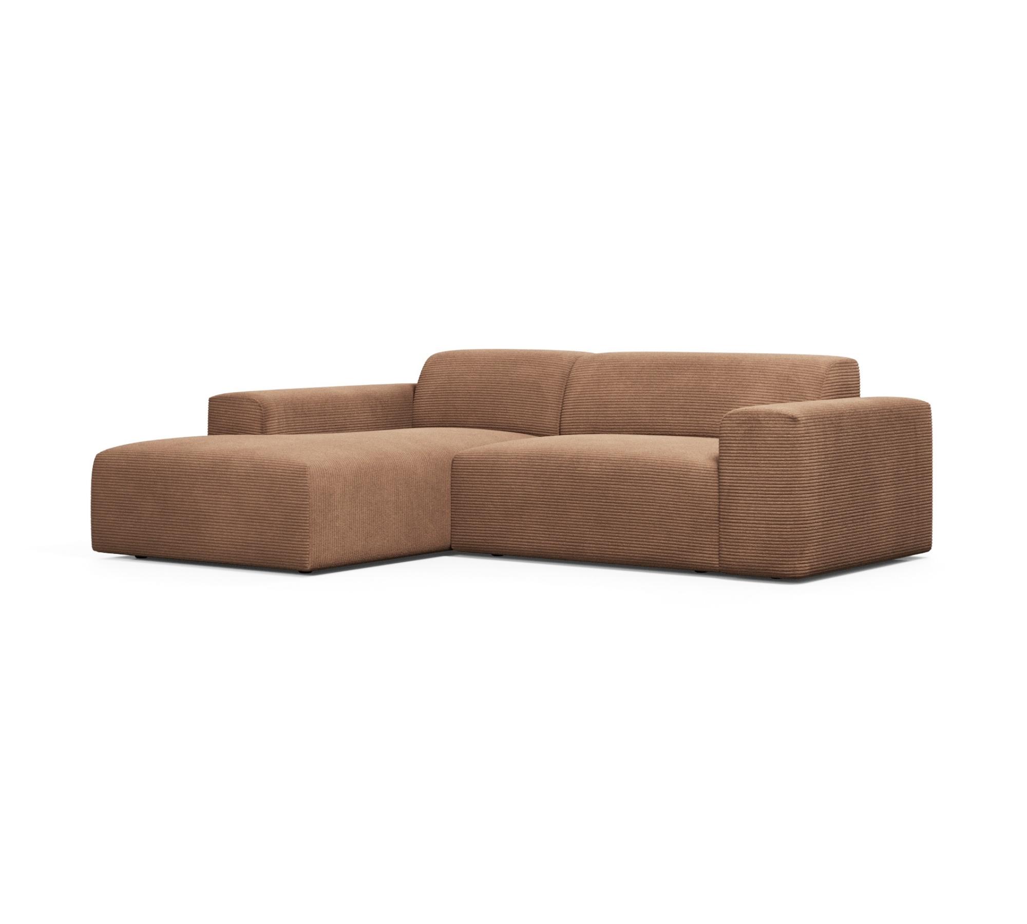 Karen 2-Sitzer Sofa Récamiere Links Cord Samt Haselnuss