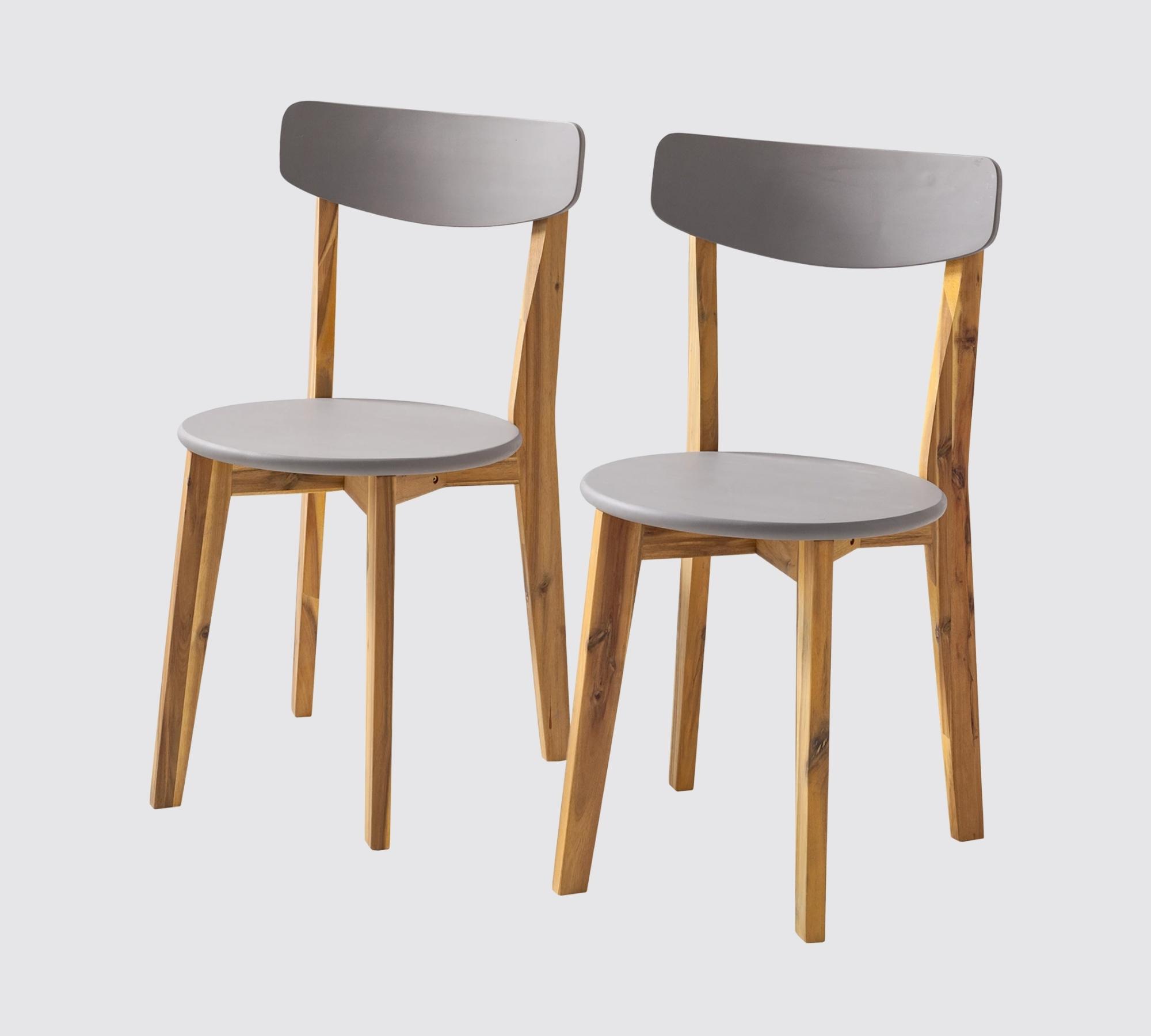 2x Garden chair solid wood acacia coated grey