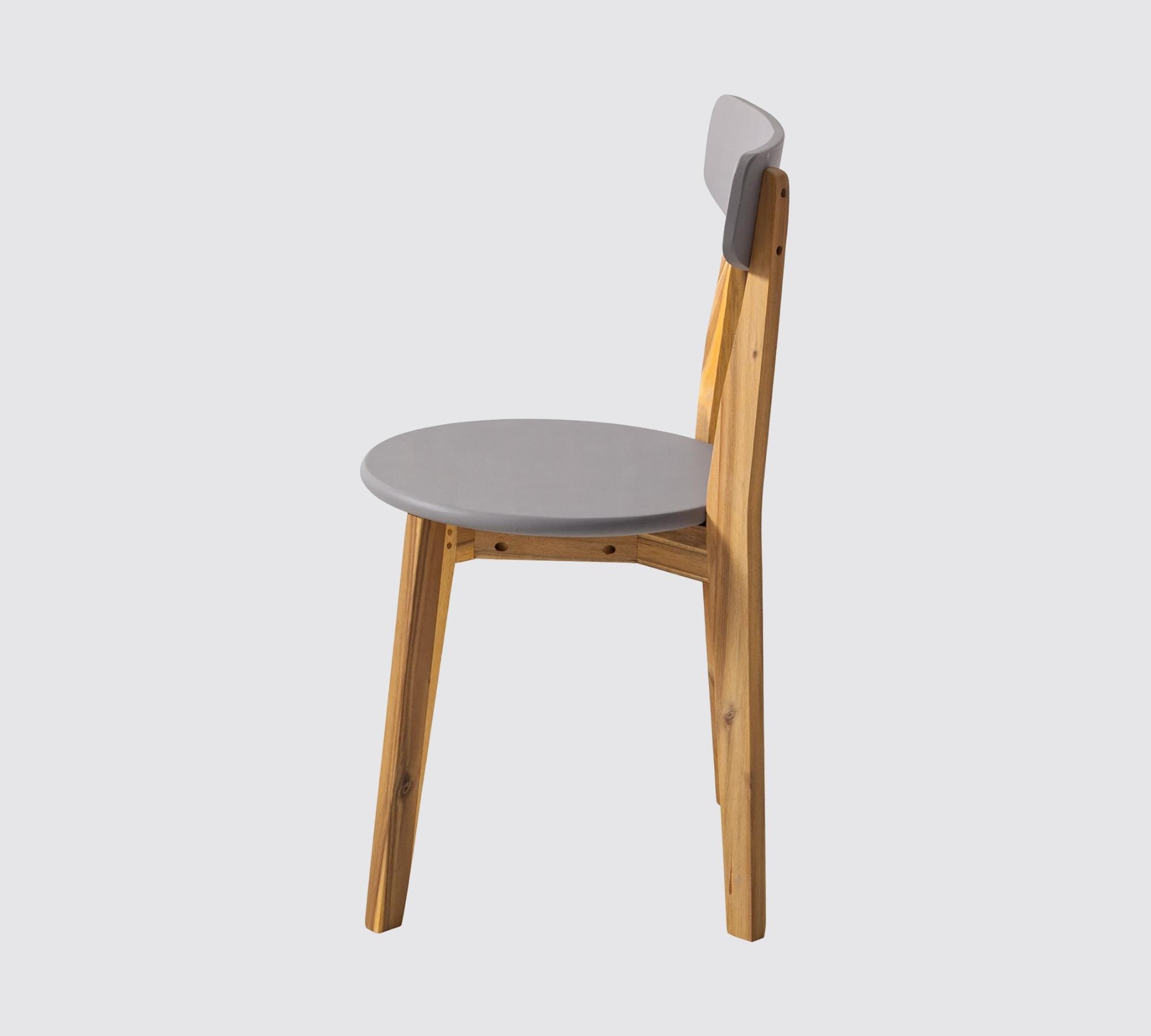 2x Garden chair solid wood acacia coated grey