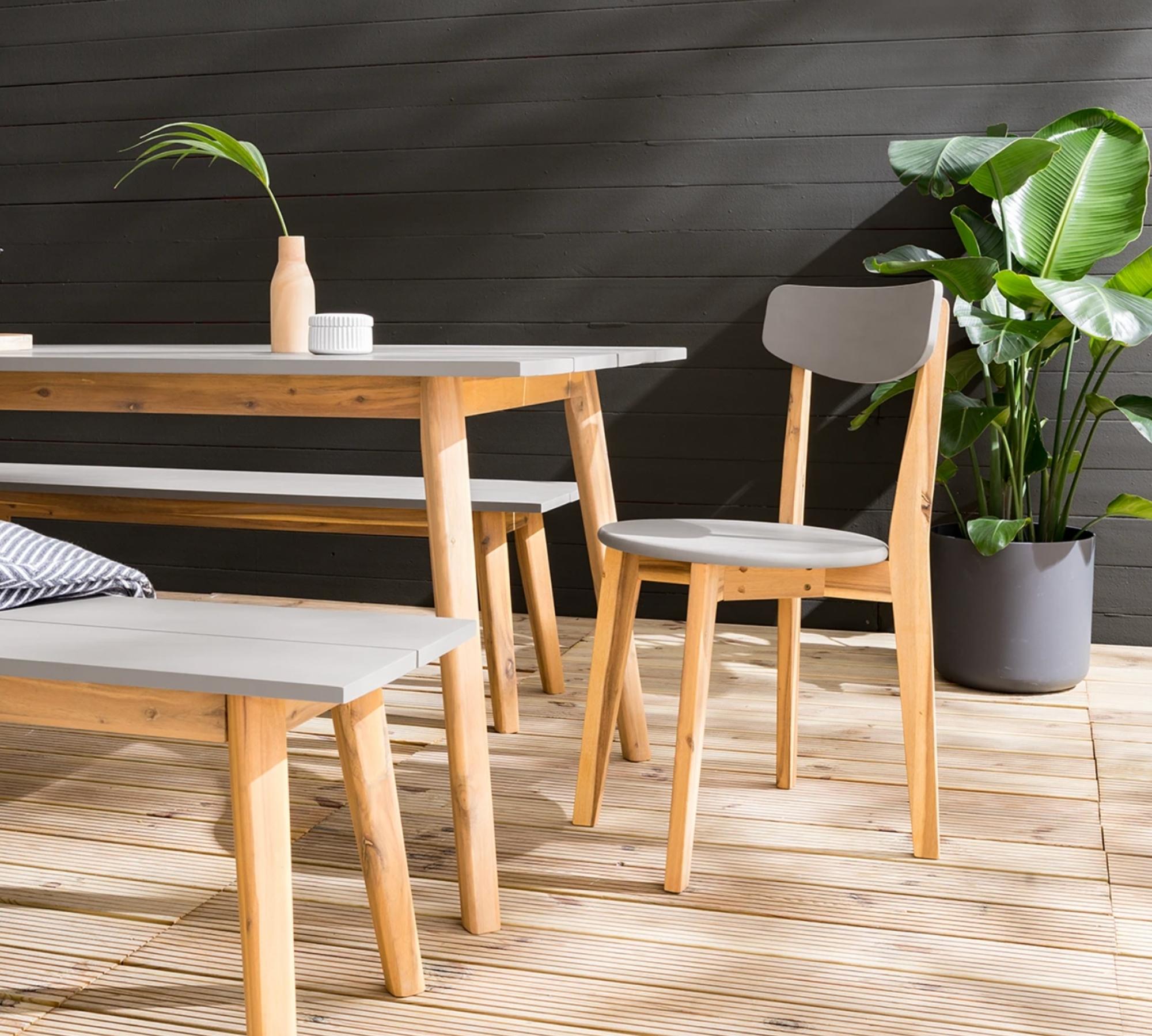 2x Garden chair solid wood acacia coated grey