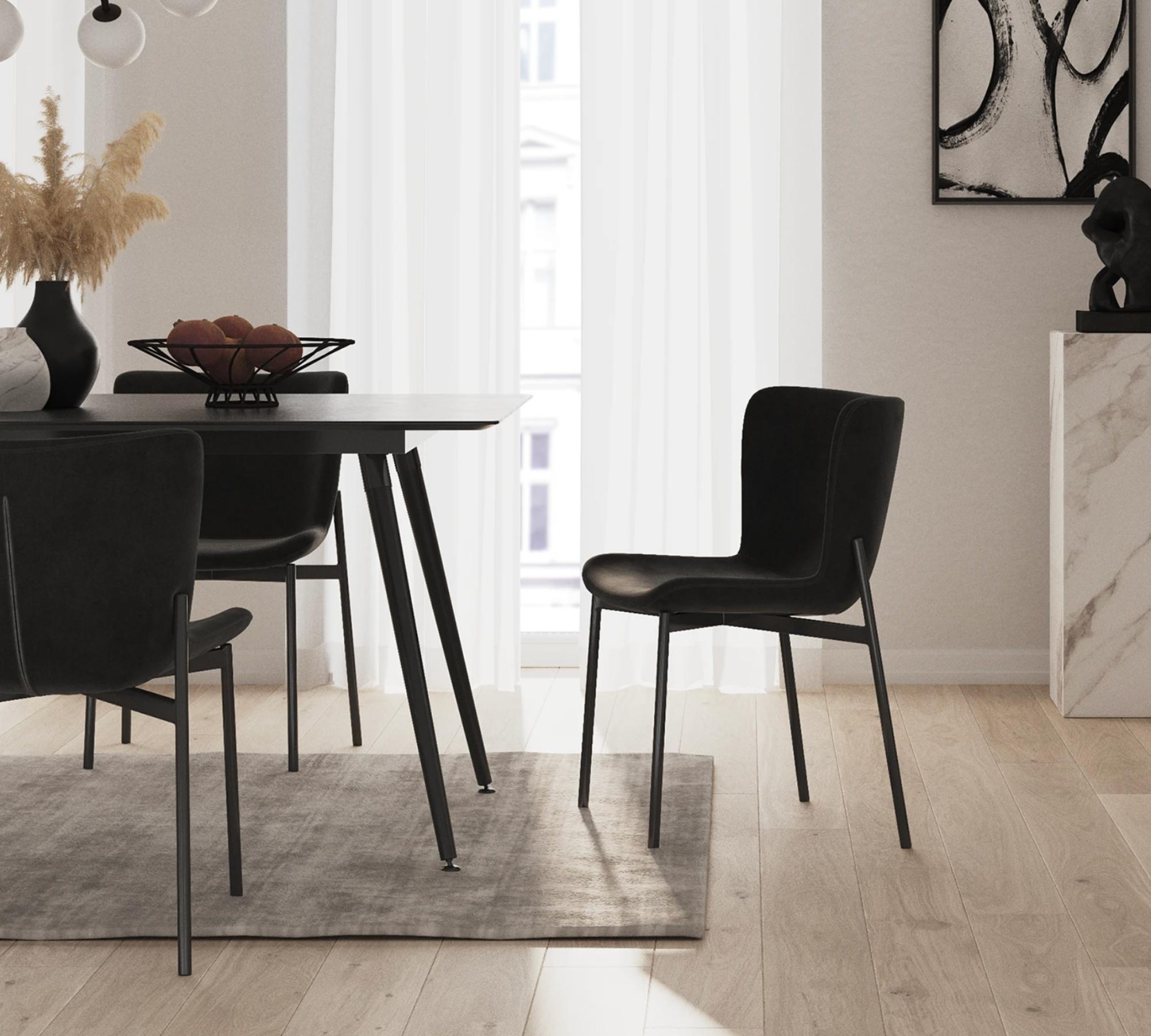 2x Dining chair velvet black