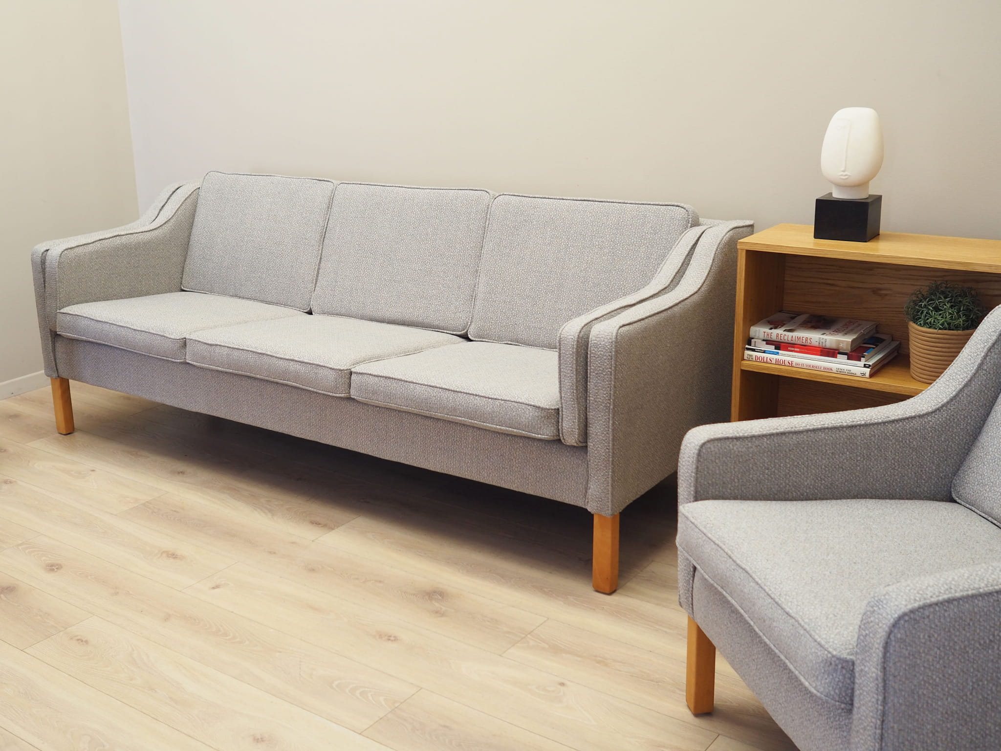 Vintage Sofa 3-seater Beech wood Textile Grey 1970s