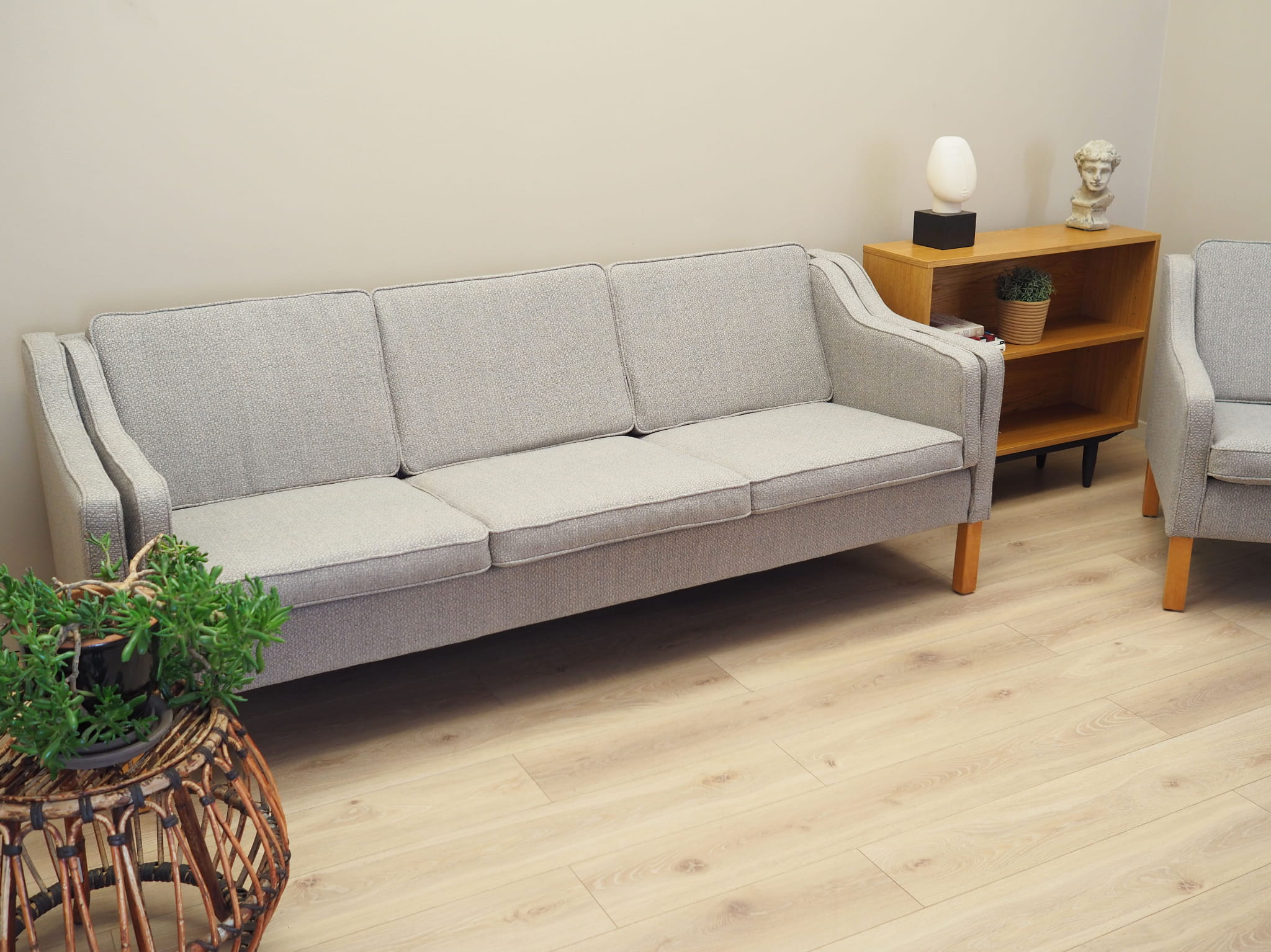 Vintage Sofa 3-seater Beech wood Textile Grey 1970s