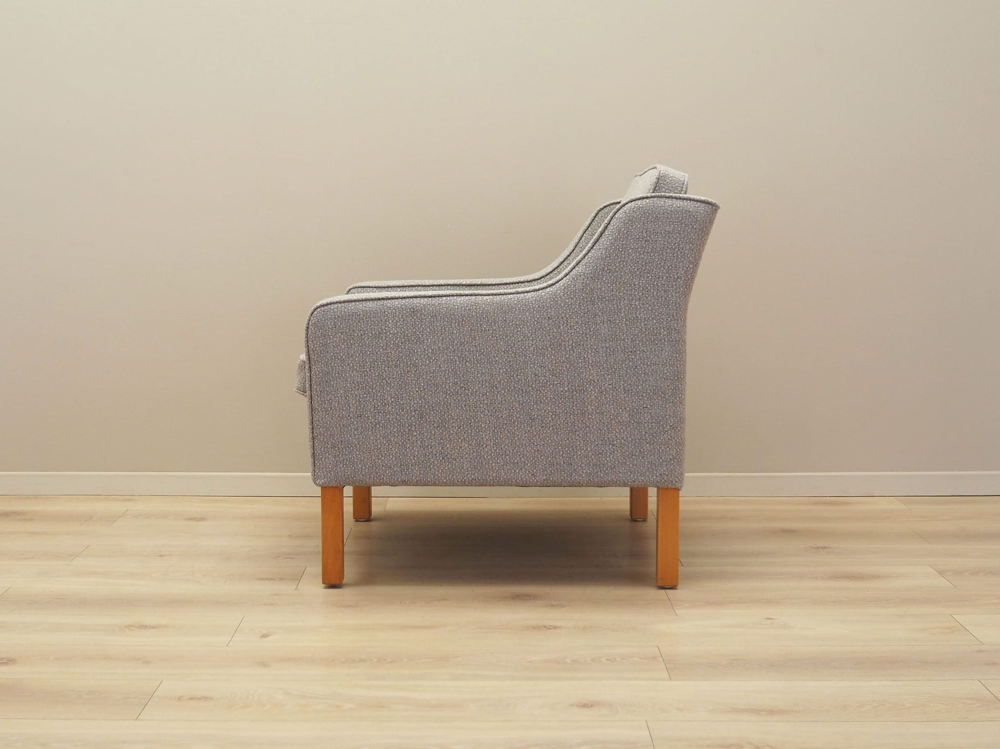 Vintage armchair beech wood textile grey 1970s